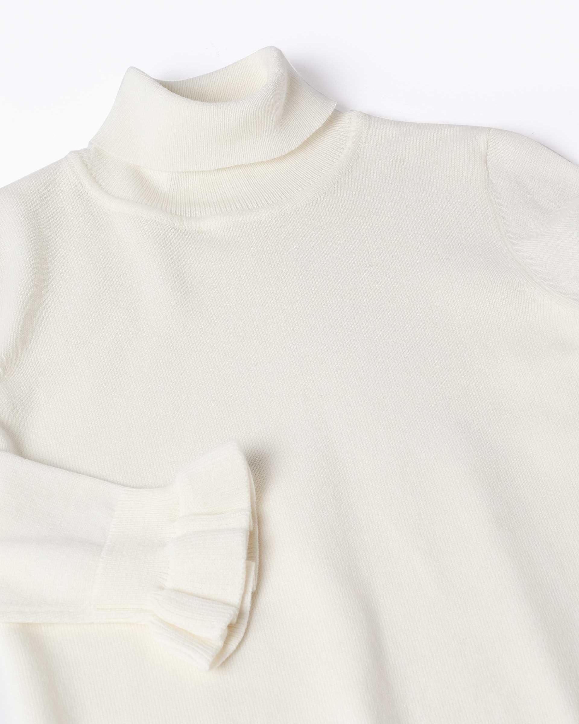 Jersey de niña de cuello alto y con volantes - Zippy - Blanco Blanco-2