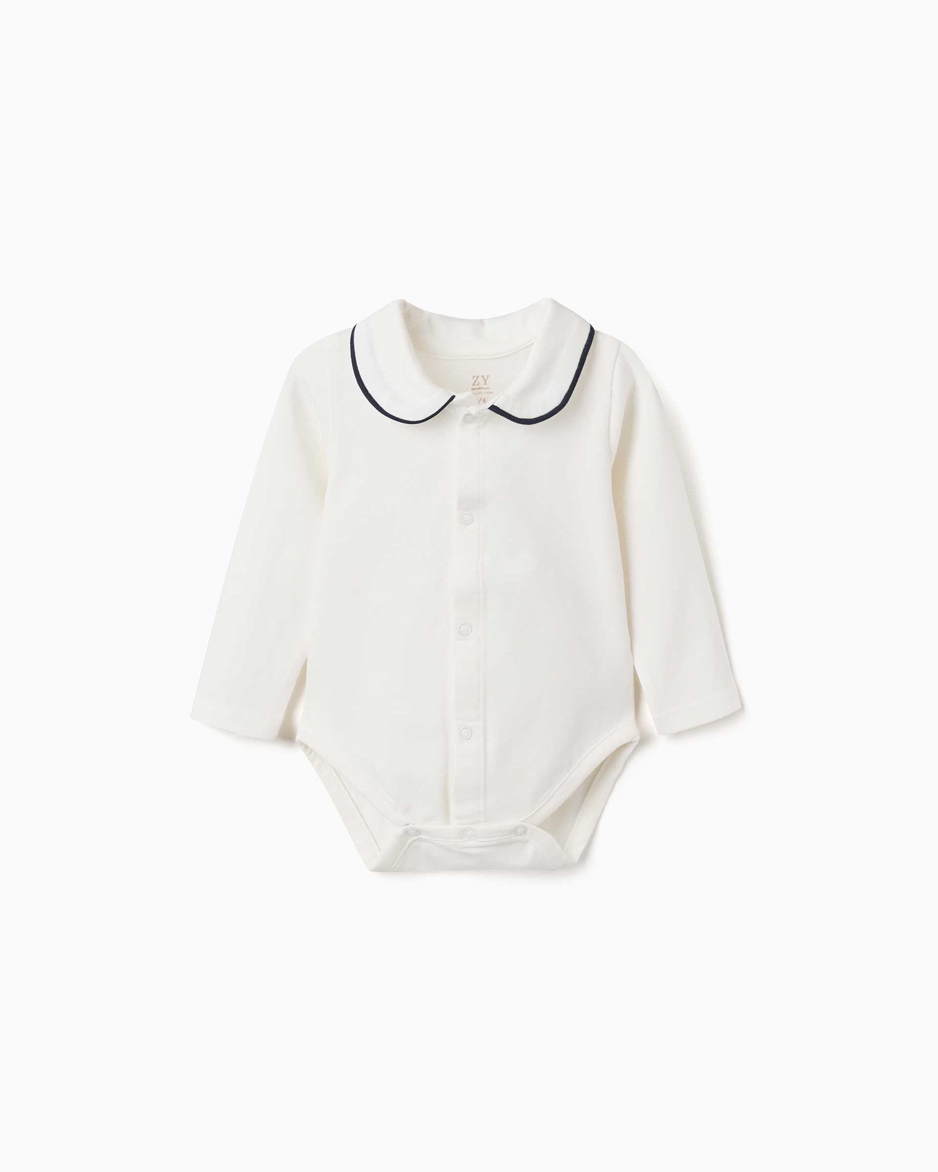 Imagen 1 de Body de bebé niño de algodón y con automáticos delanteros Blanco