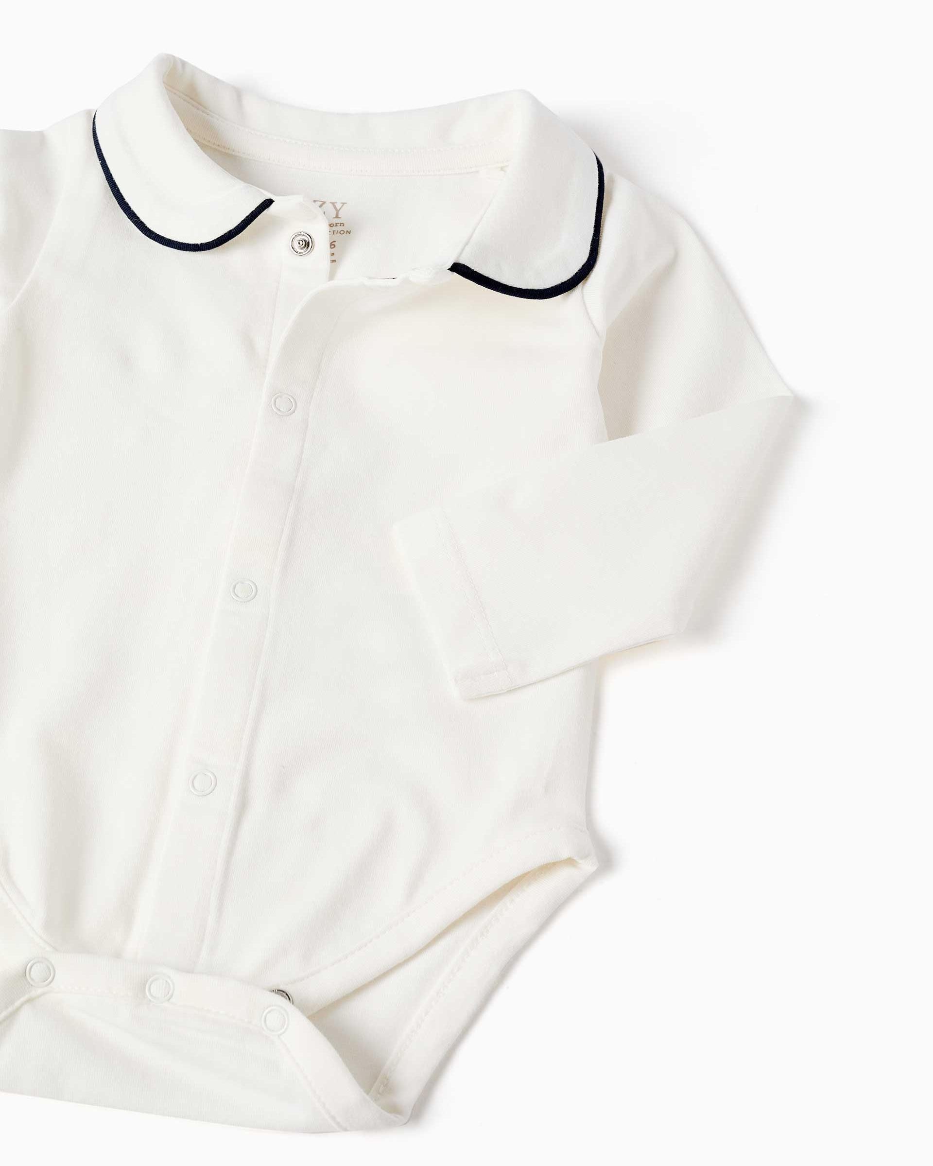 Imagen 2 de Body de bebé niño de algodón y con automáticos delanteros - Zippy - Blanco Blanco