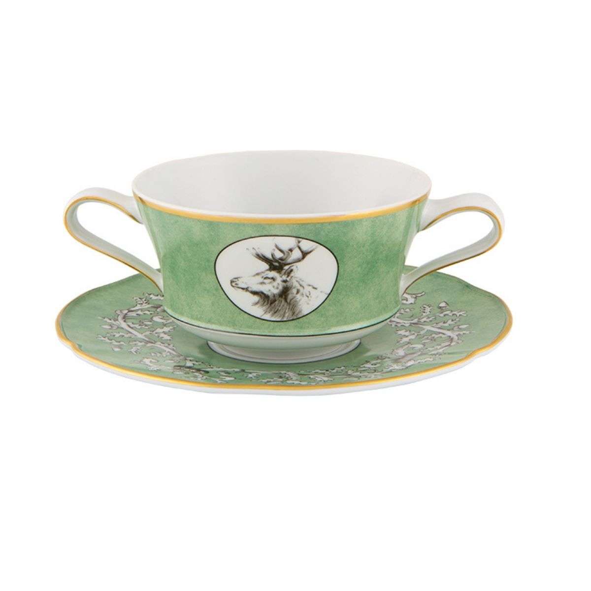 Imagen 1 de Taza de consomé con plato Vista Alegre by Casa de Alba - Verde Verde