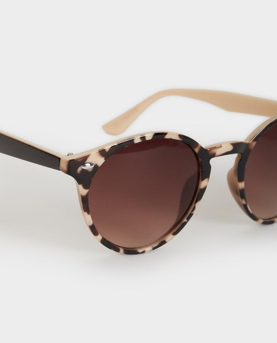 Gafas de sol de mujer con protección uv y forma redonda en marrón - Parfois - Marrón / Blanco roto Marrón / Blanco roto-4