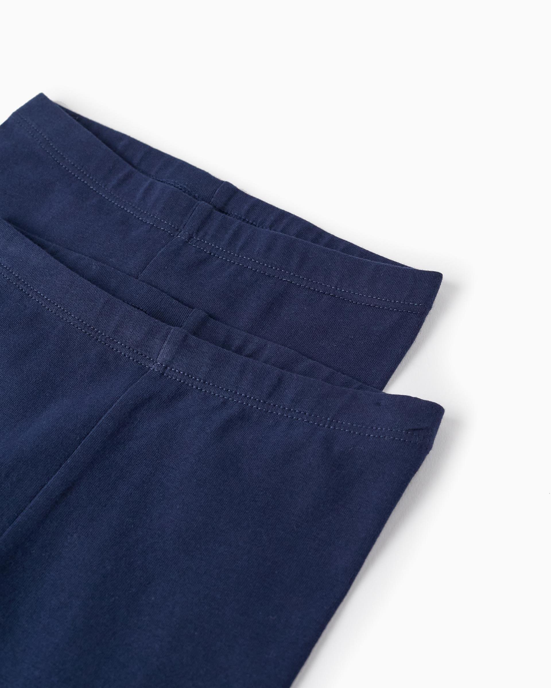 Pack de 2 leggins de bebé niña con algodón Oeko-Tex y cintura elástica - Zippy - Azul marino Azul marino-2