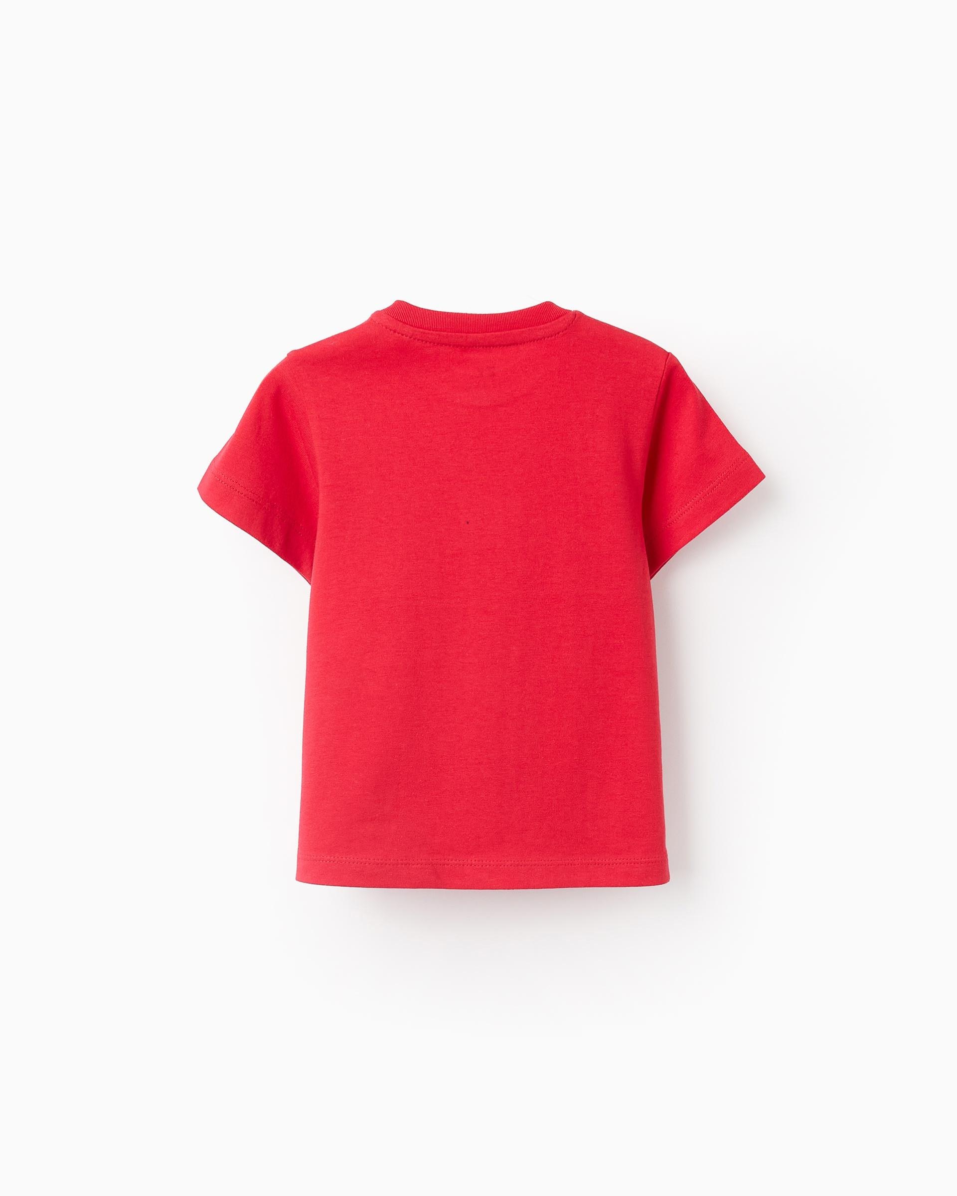 Pack de 2 camisetas de bebé niño 100% algodón liso - Zippy - Blanco / Rojo Blanco / Rojo-3