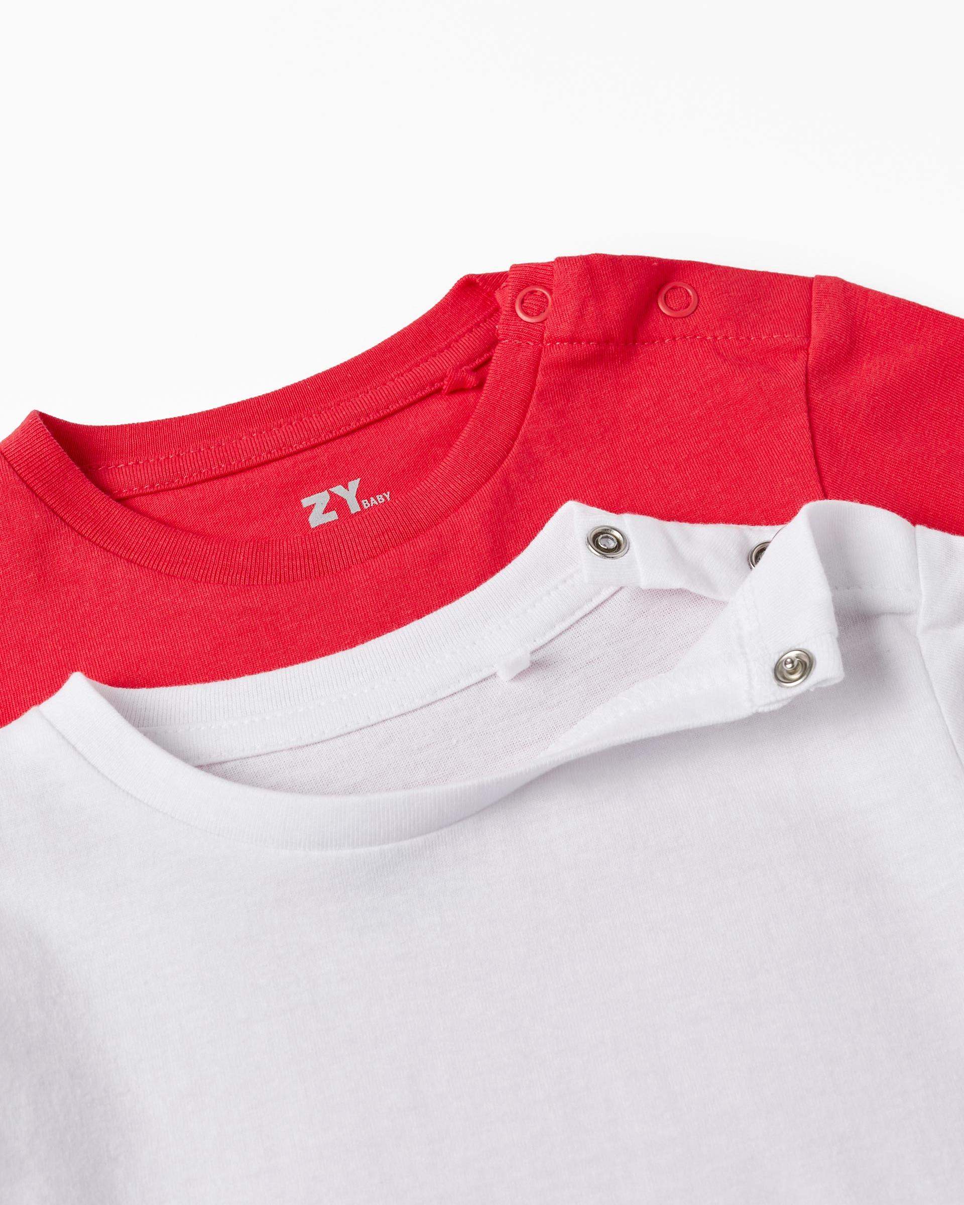Pack de 2 camisetas de bebé niño 100% algodón logo estampado - Zippy - Rojo / Blanco Rojo / Blanco-4