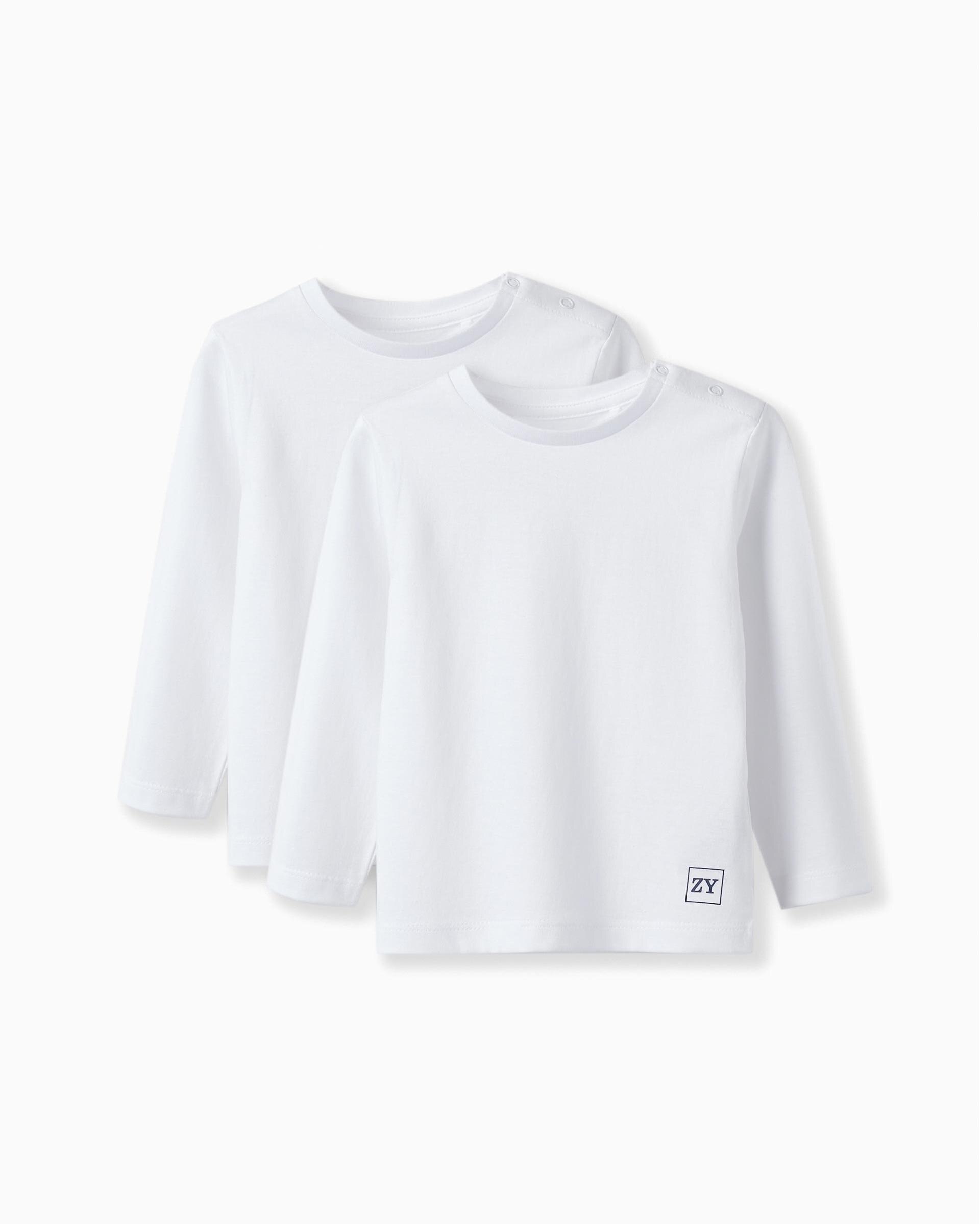 Pack de 2 camisetas de bebé niño 100% algodón logo estampado - Zippy - Blanco Blanco-1