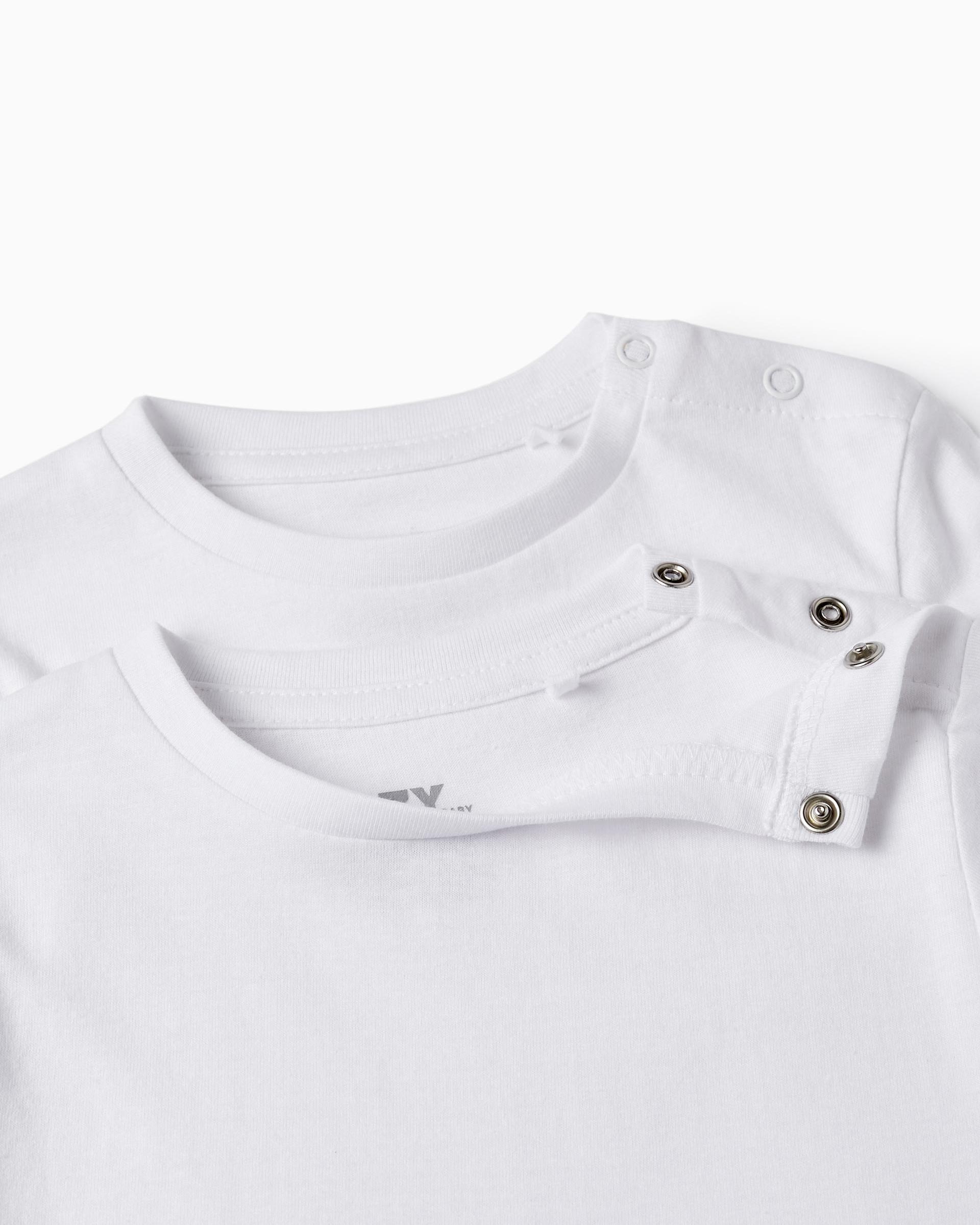 Pack de 2 camisetas de bebé niño 100% algodón logo estampado - Zippy - Blanco Blanco-3