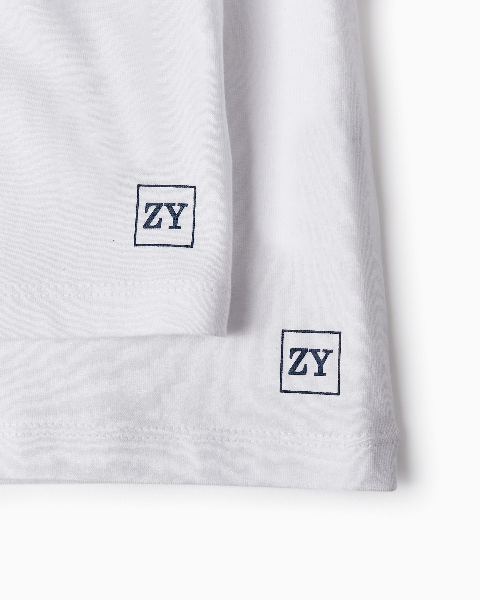 Pack de 2 camisetas de bebé niño 100% algodón logo estampado - Zippy - Blanco Blanco-4