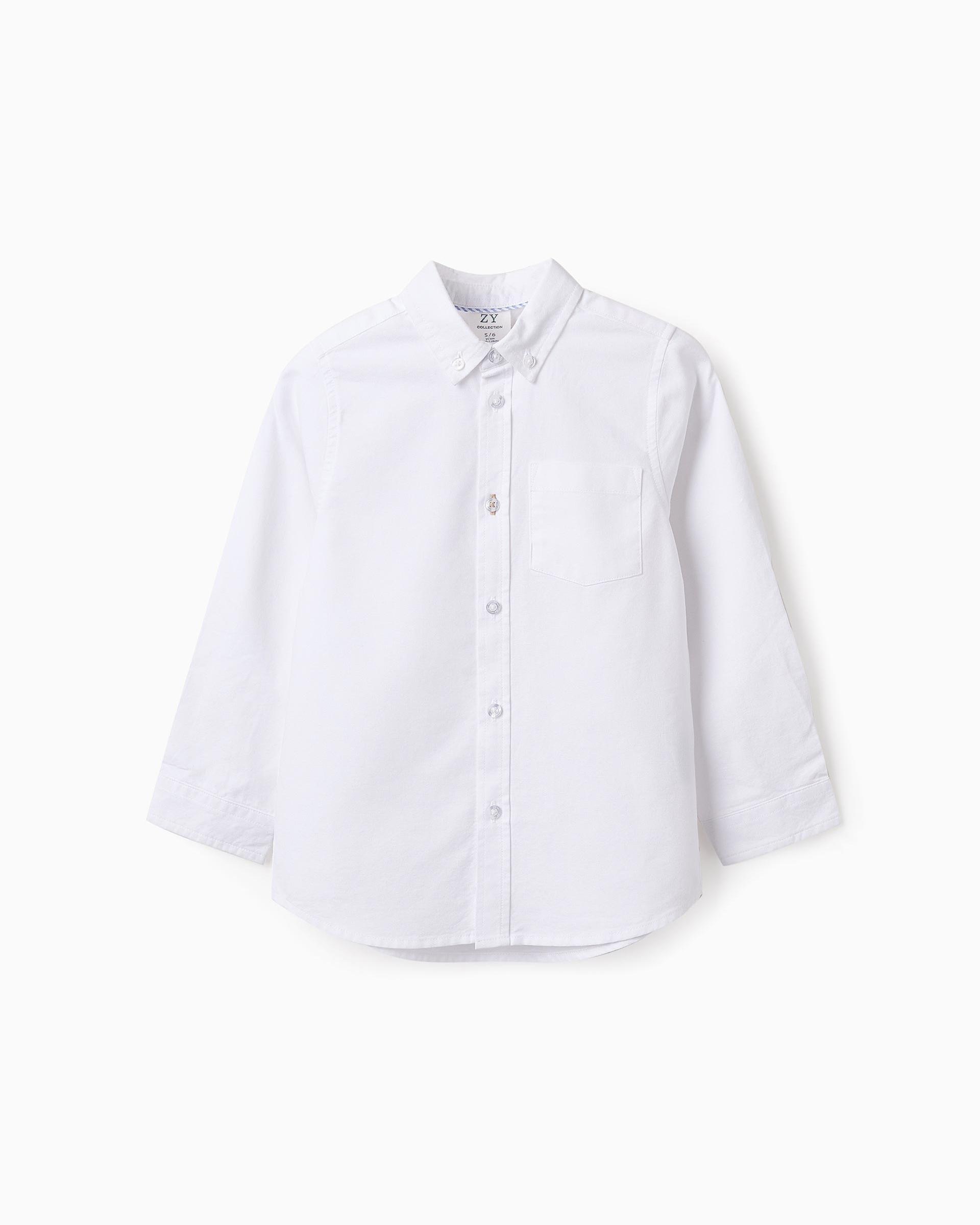 Imagen 0 de Camisa de niño 100% algodón con bolsillo Blanco