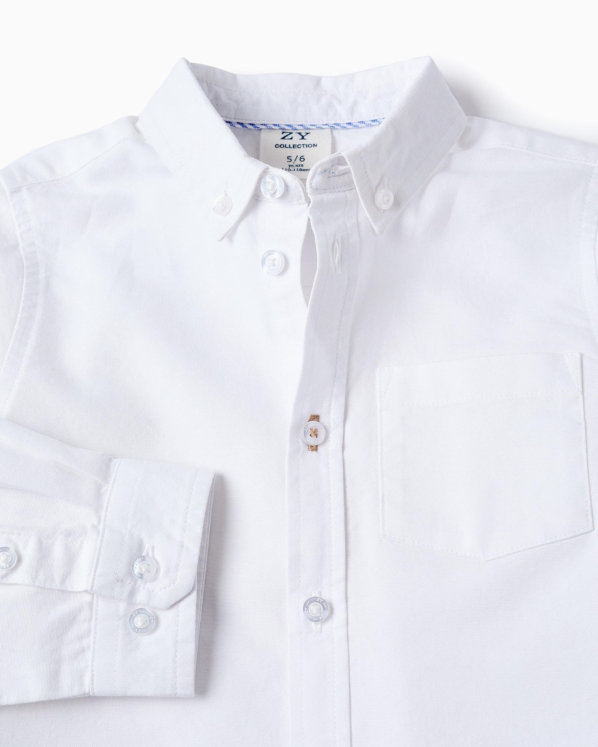 Camisa de niño 100% algodón con bolsillo - Zippy - Blanco Blanco-3