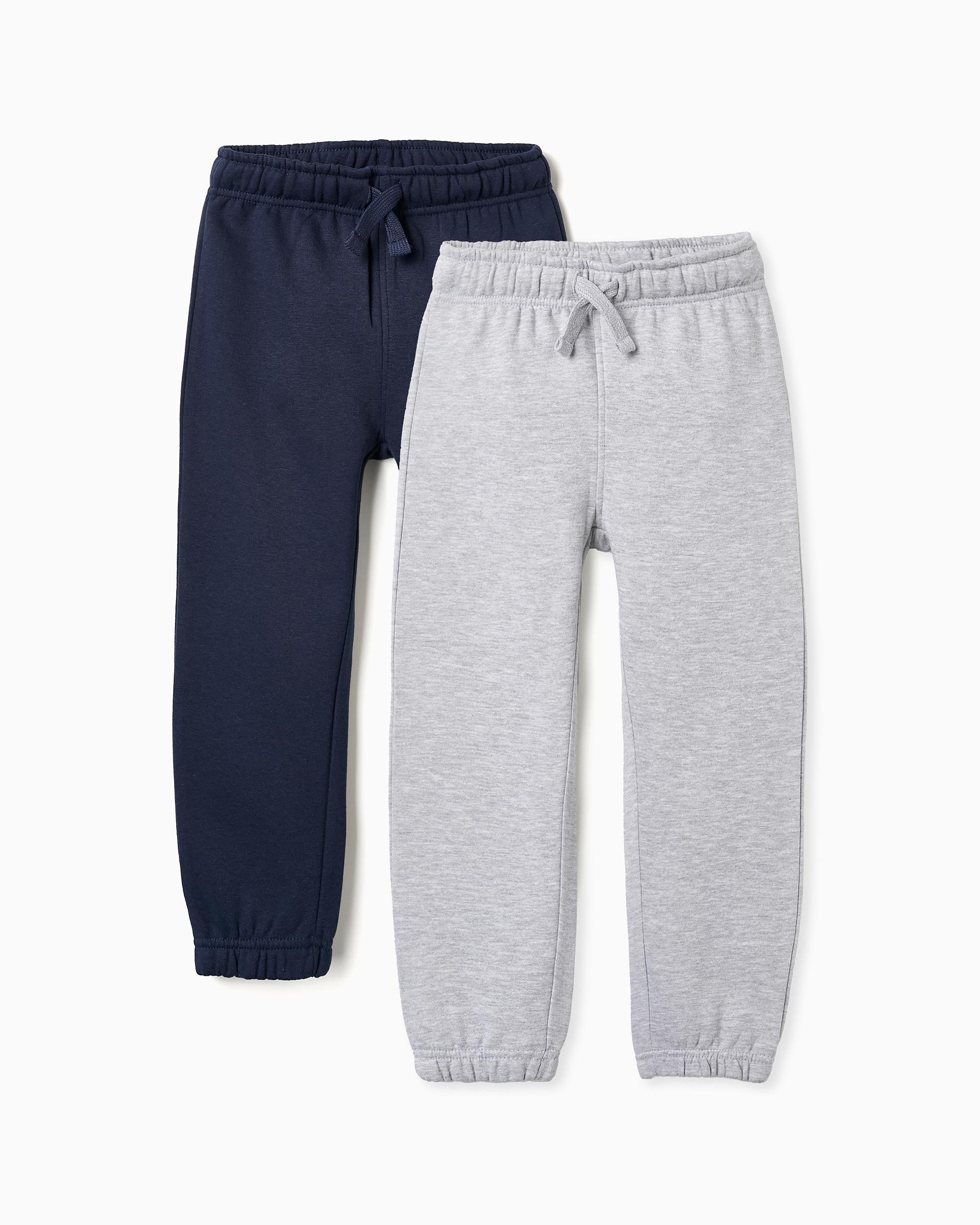 Imagen 0 de Pack de 2 pantalones deportivos de niño con cintura ajustable Azul marino