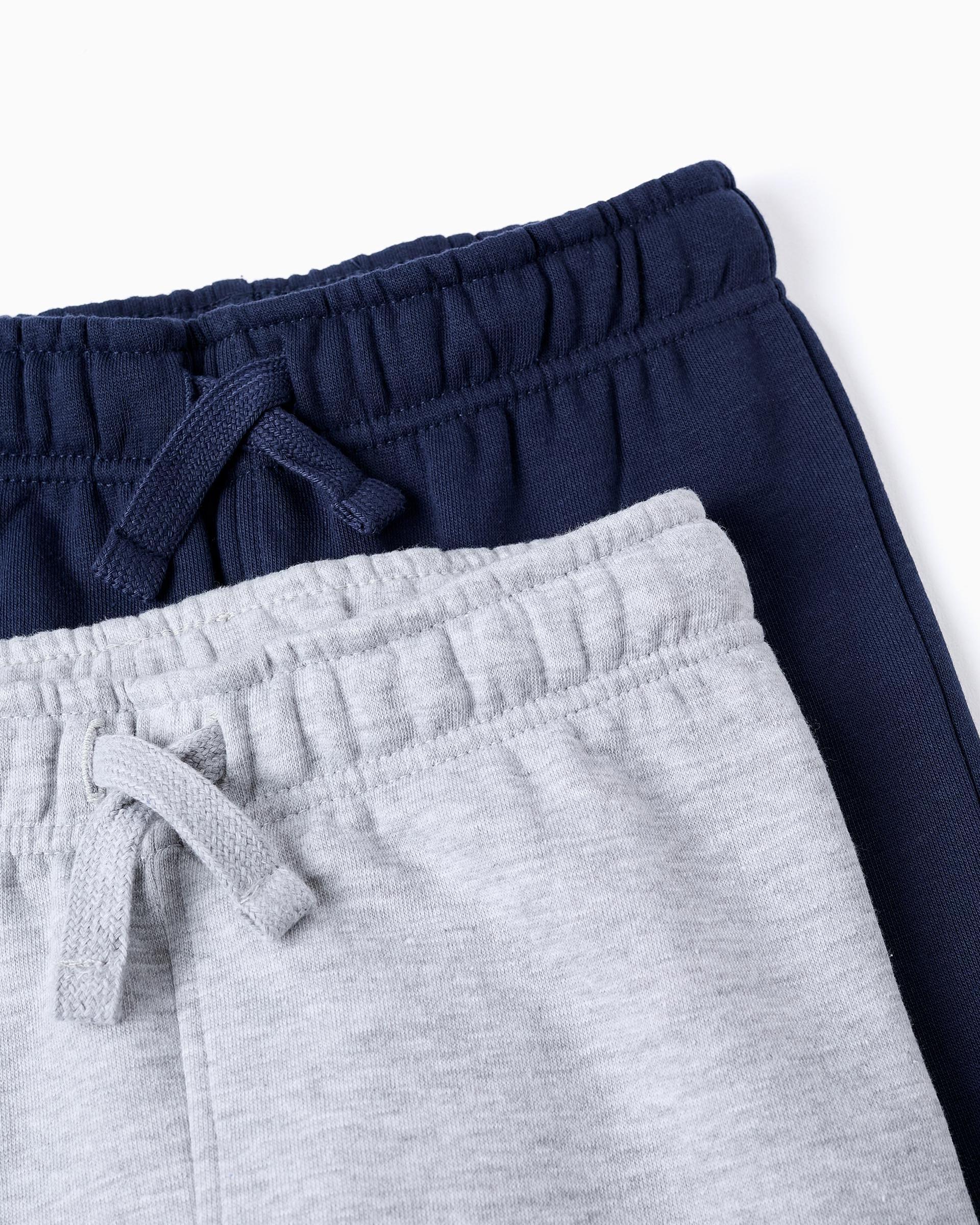 Pack de 2 pantalones deportivos de niño con cintura ajustable - Zippy - Azul marino Azul marino-3