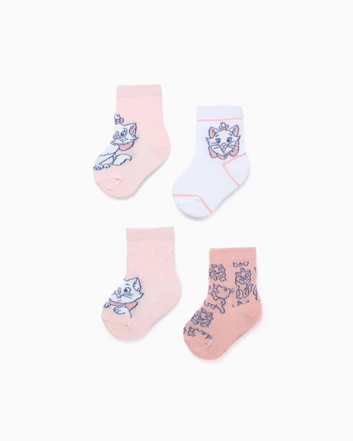 Imagen 0 de Pack de 4 calcetines de bebé niña de punto motivo Marie