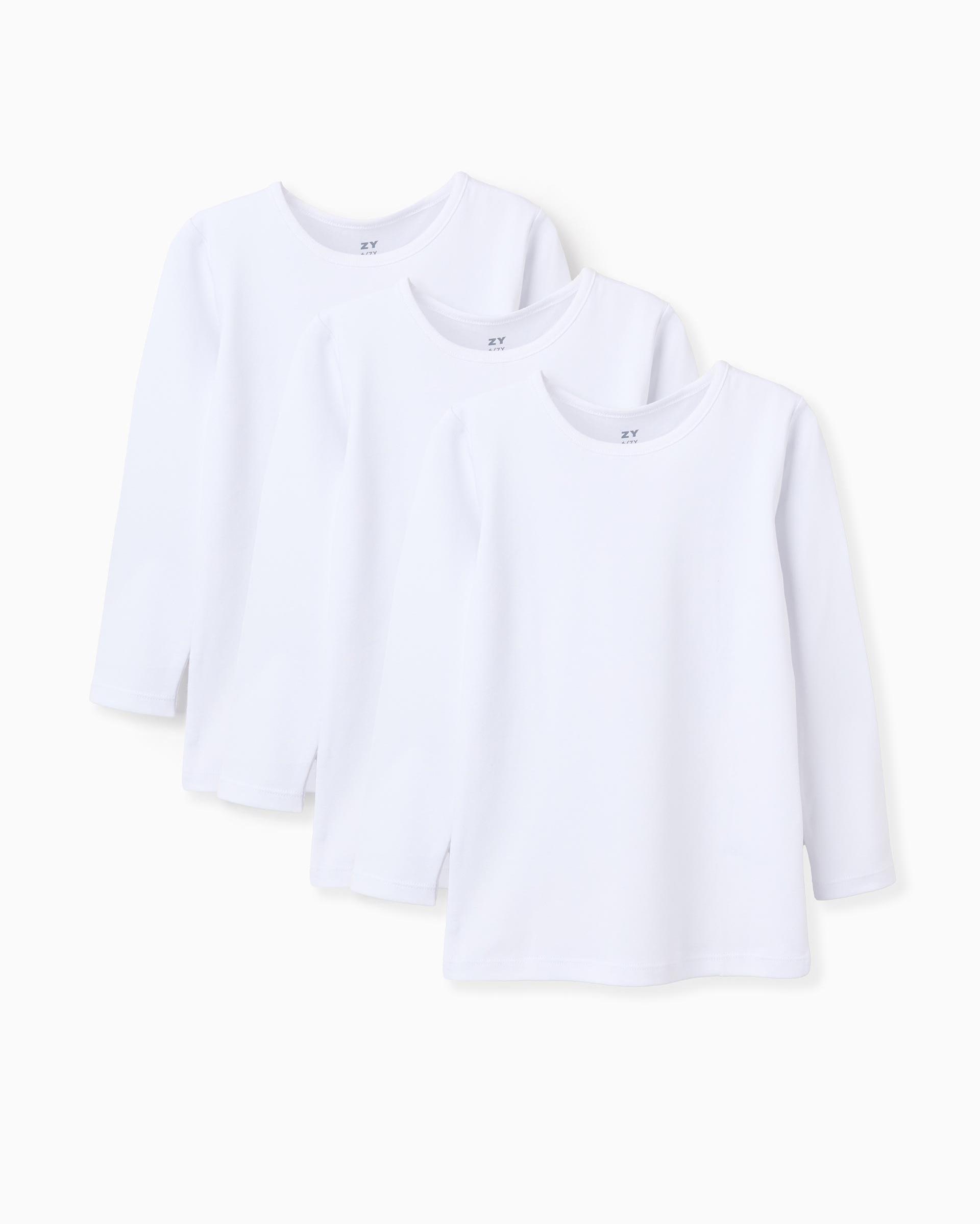 Imagen 1 de Pack de 3 camisetas interiores de niño 100% algodón perchado Blanco