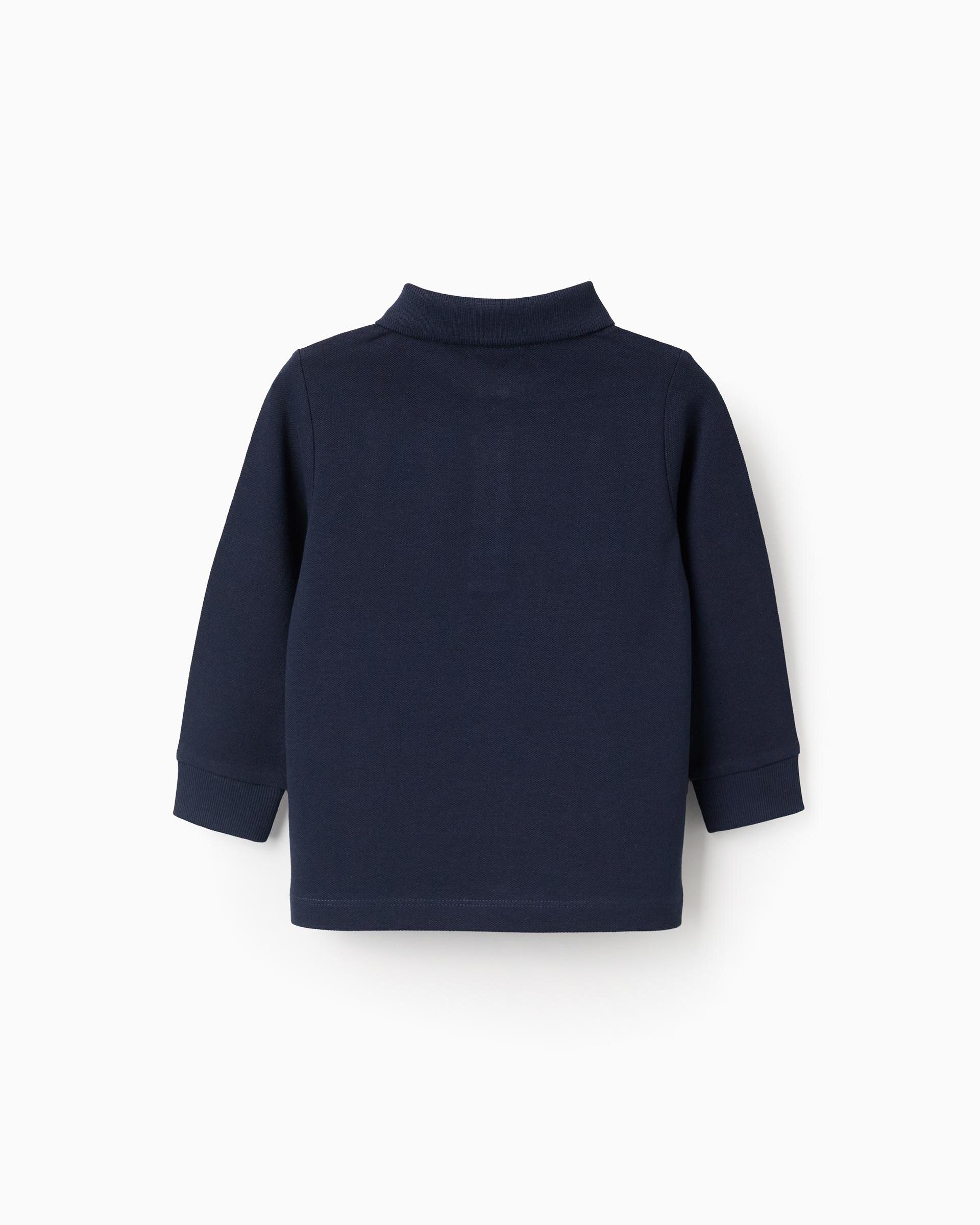Polo de bebé niño 100% algodón puños de canalé - Zippy - Azul marino Azul marino-3