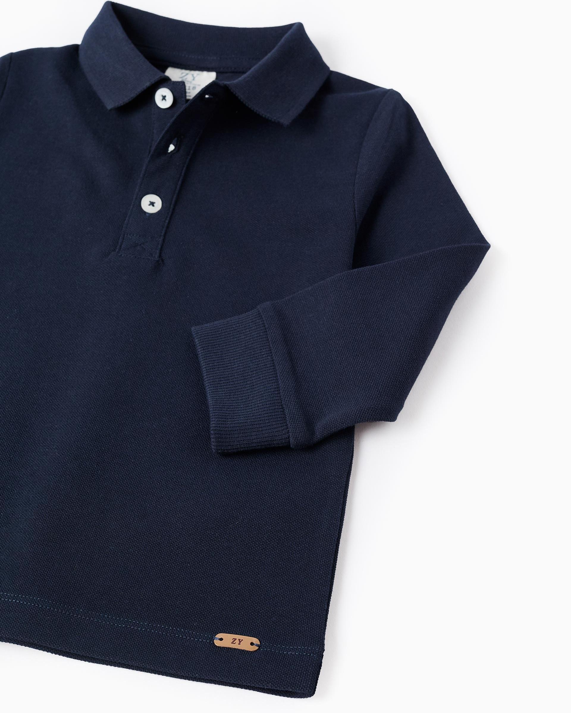 Polo de bebé niño 100% algodón puños de canalé - Zippy - Azul marino Azul marino-2