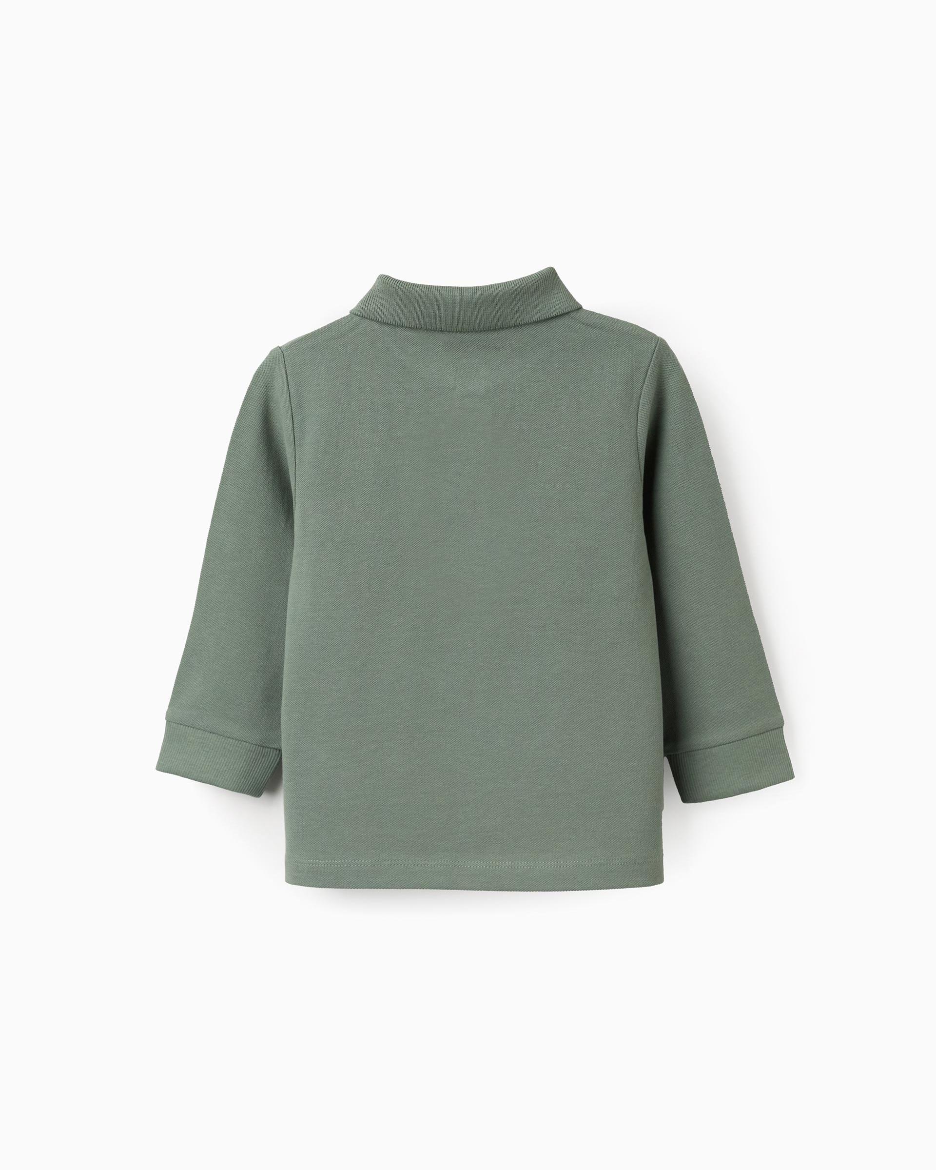 Polo de bebé niño 100% algodón puños de canalé - Zippy - Verde oscuro Verde oscuro-3