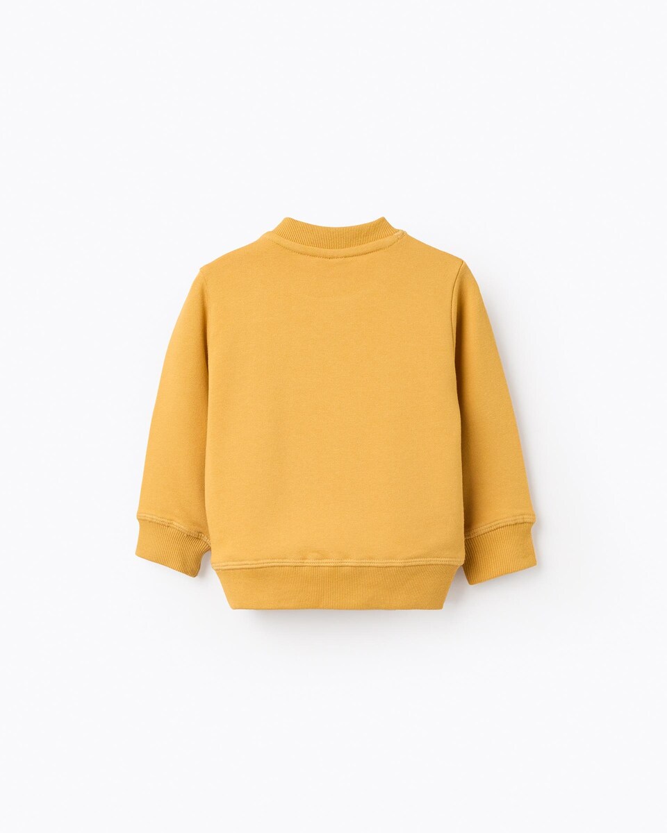 Sudadera de bebé niño mix de algodón y extremos de canalé Amarillo limón-3