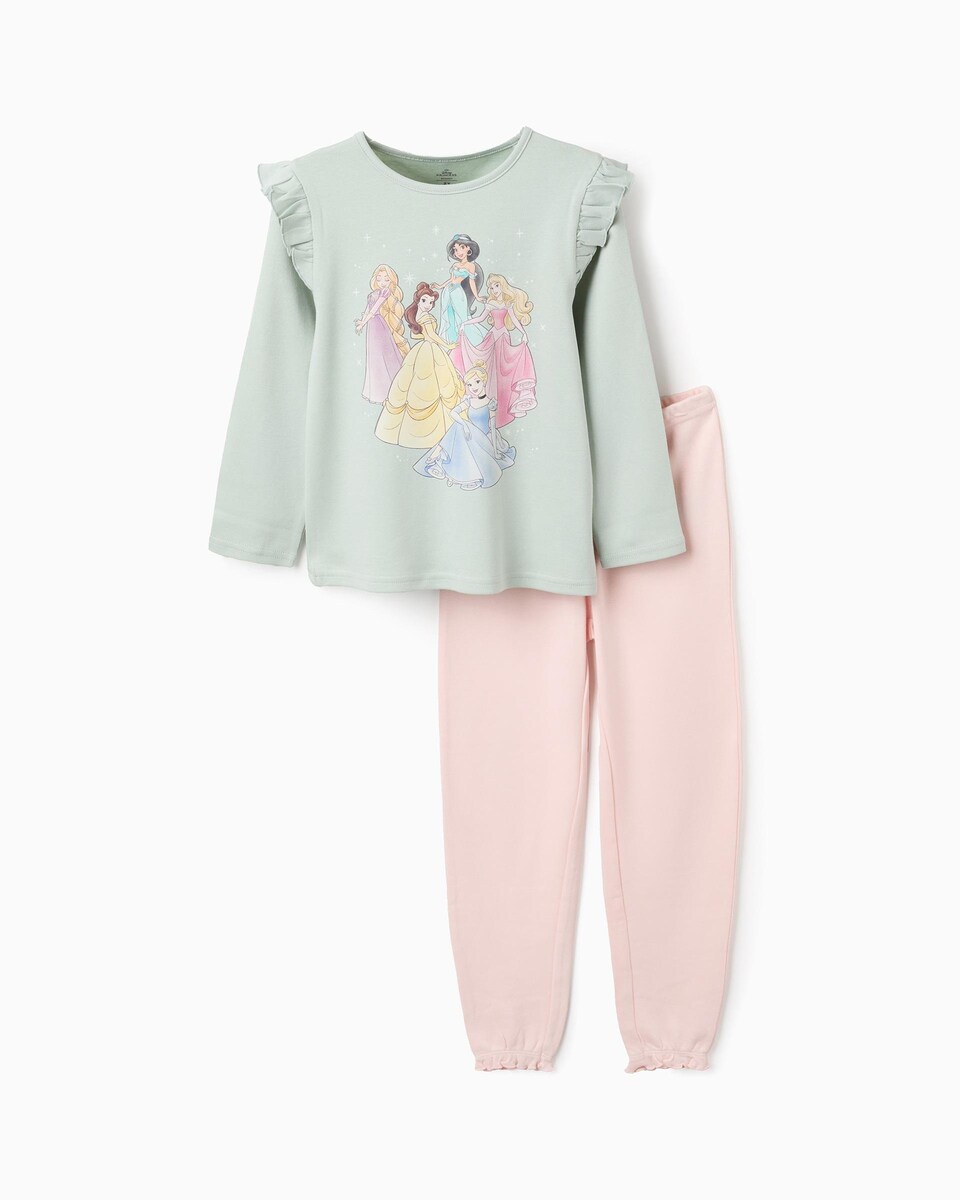 Pijama de niña 100% algodón con volantes motivo Princesas Disney Años/2-3  Verde grisáceo