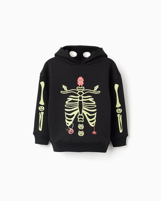 Imagen 0 de Sudadera de niño con estampado de esqueleto que brilla en la oscuridad