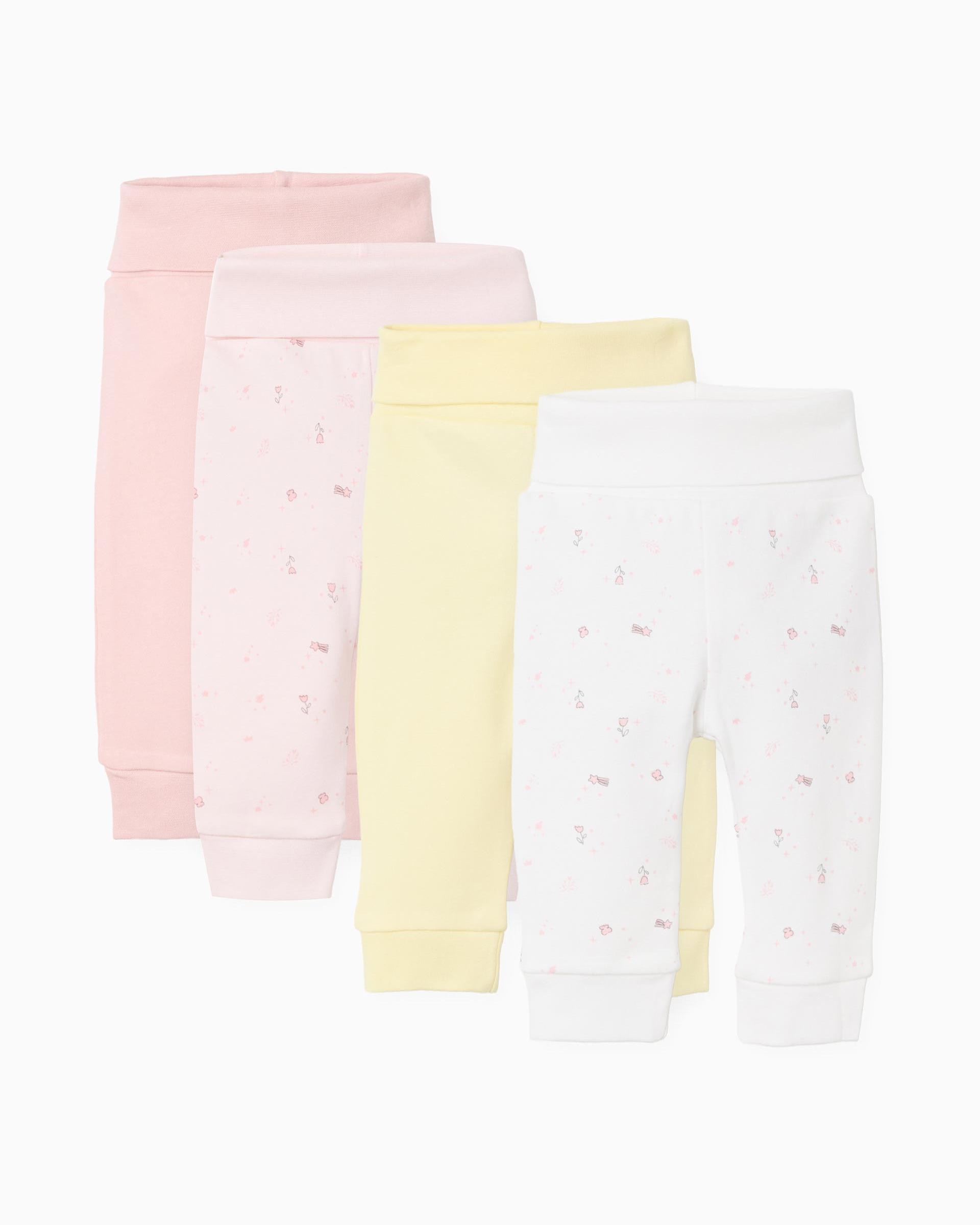 Imagen 1 de Pack de 4 polainas de bebé niña 100% algodón y con motivo floral Multicolor