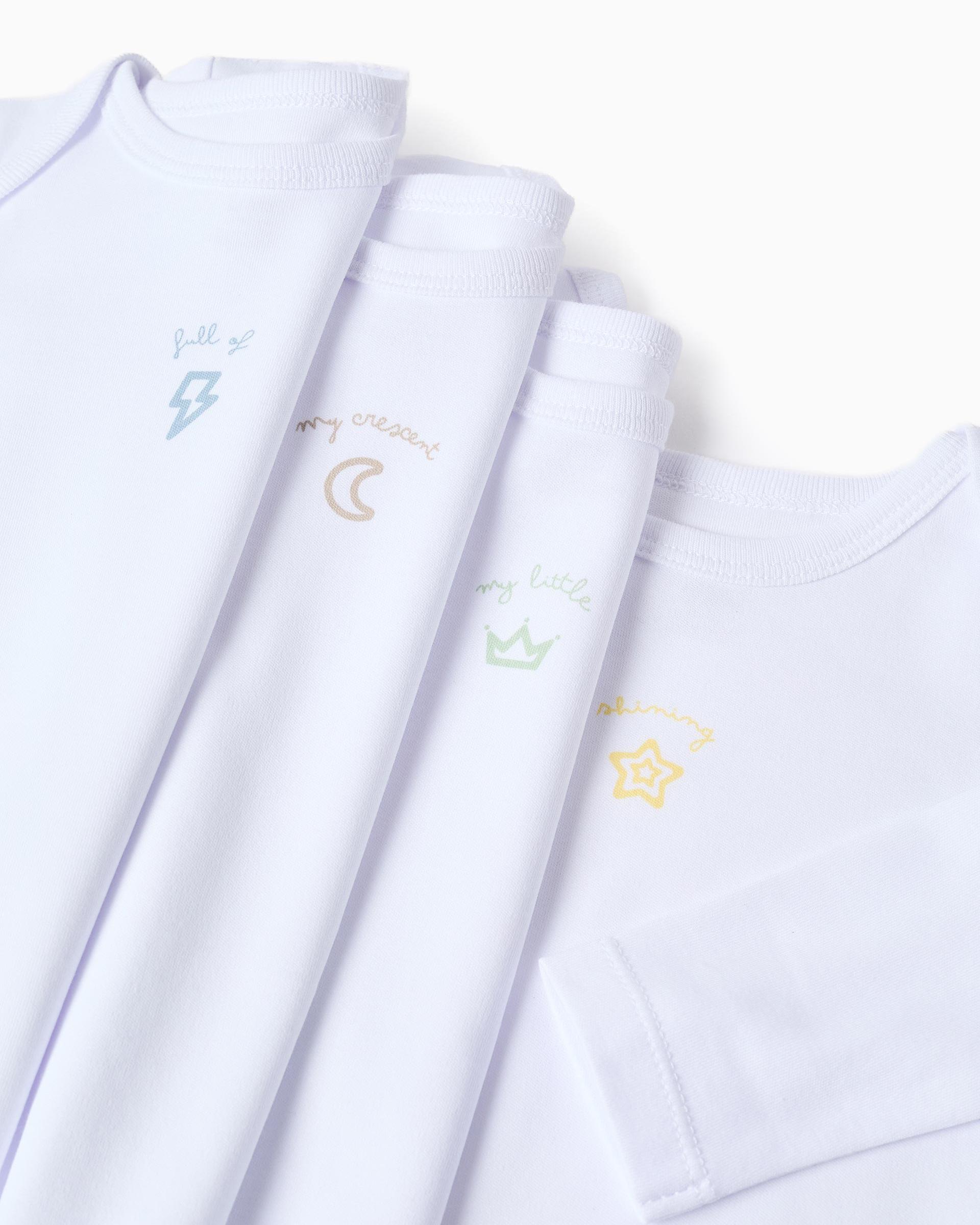 Imagen 2 de Pack de 4 bodies de bebé niña 100% algodón y con estampado - Zippy - Blanco Blanco
