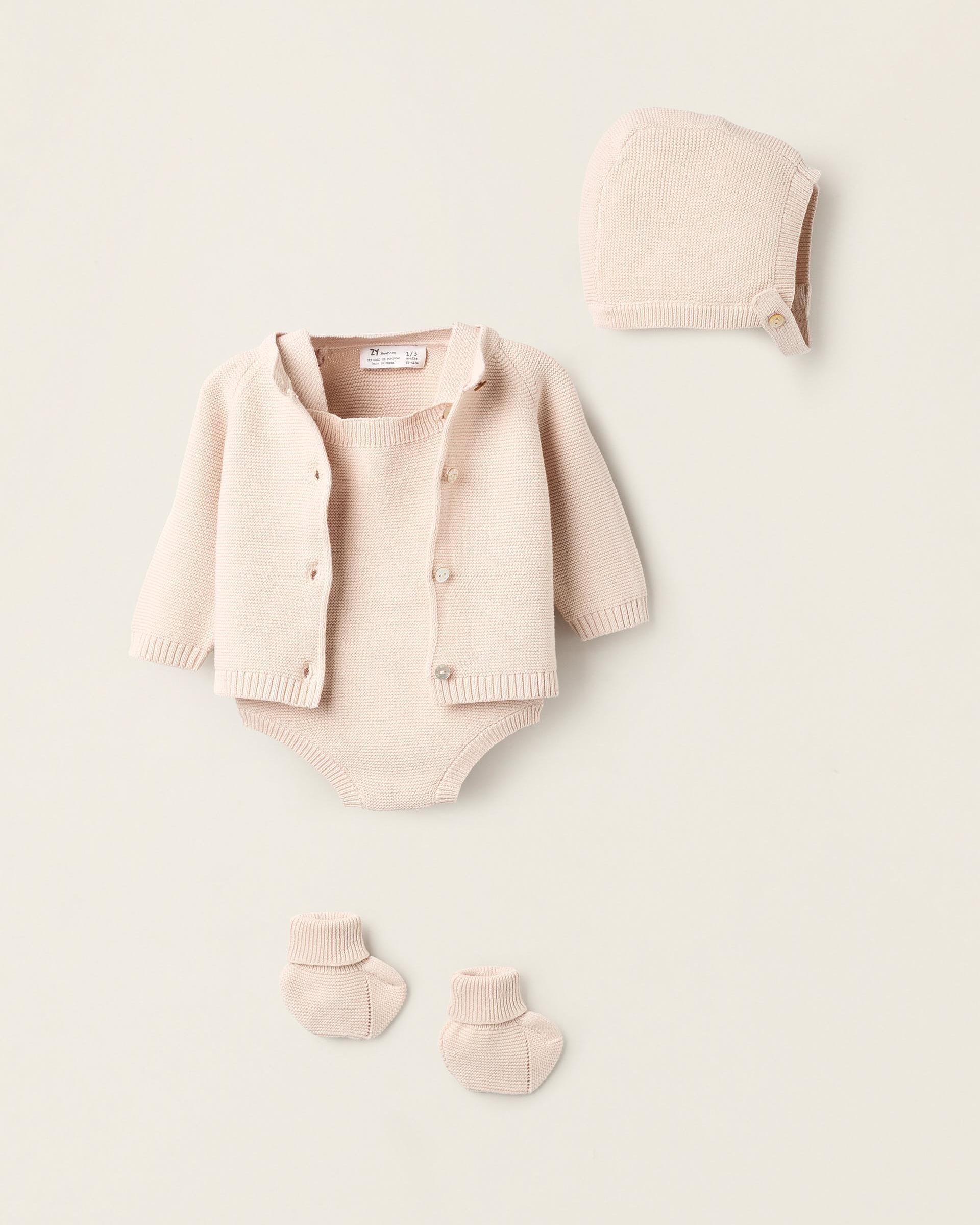 Conjunto de bebé 100% algodón de punto - Zippy - Beige Beige-1