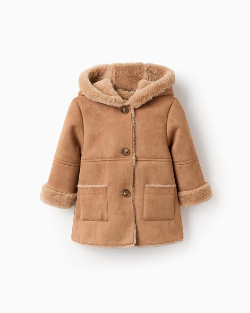 Imagen 0 de Parka de bebé niña antelina y con capucha