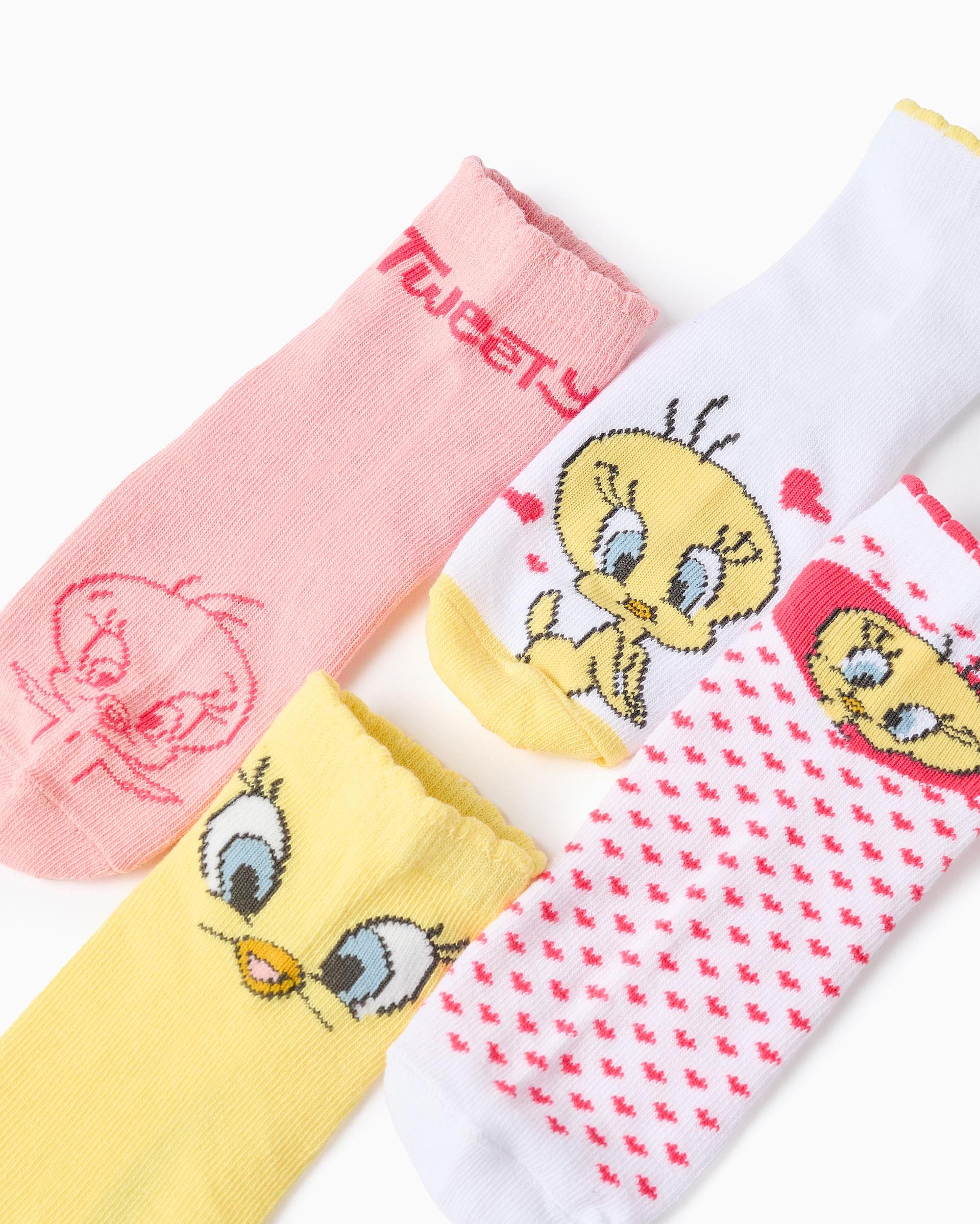 Pack de 4 calcetines de niña de punto y motivo tweety - Zippy - Multicolor Multicolor-2