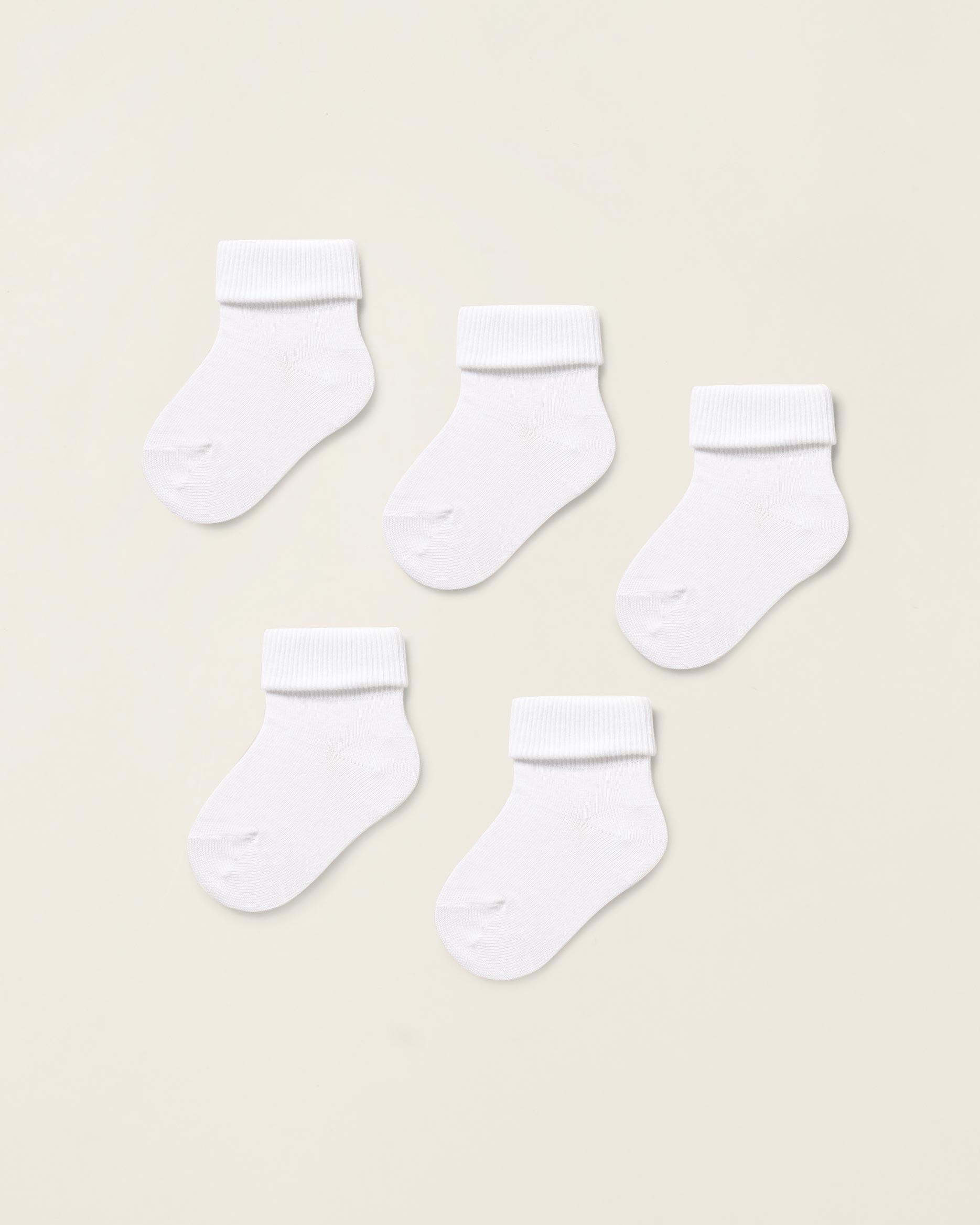 Imagen 1 de Pack de 5 calcetines cortos de bebé niño con vuelta y de canalé Blanco