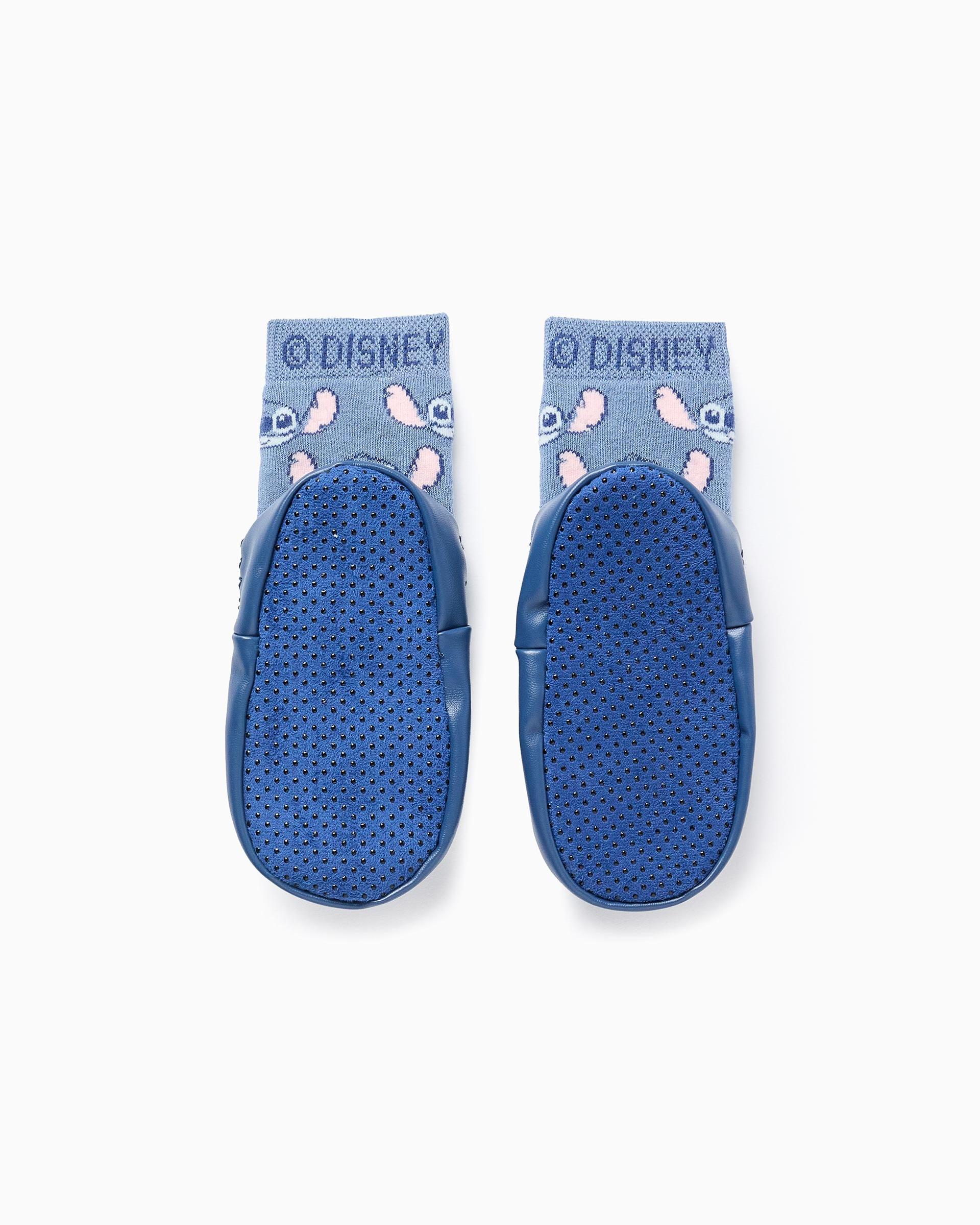 Imagen 3 de Calcetin de bebé niña suela antideslizante y motivo stitch - Zippy - Azul claro Azul claro