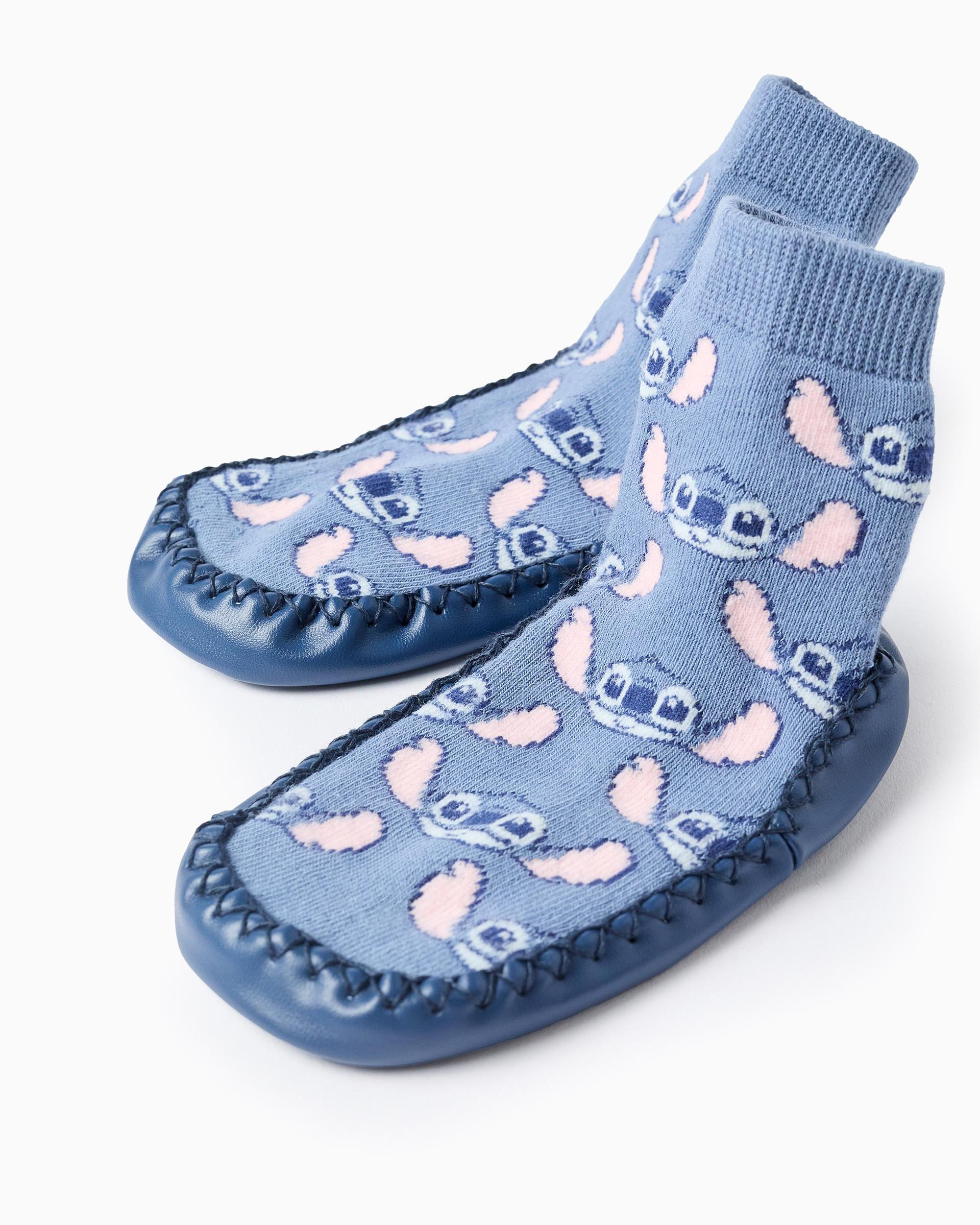 Imagen 2 de Calcetin de bebé niña suela antideslizante y motivo stitch - Zippy - Azul claro Azul claro