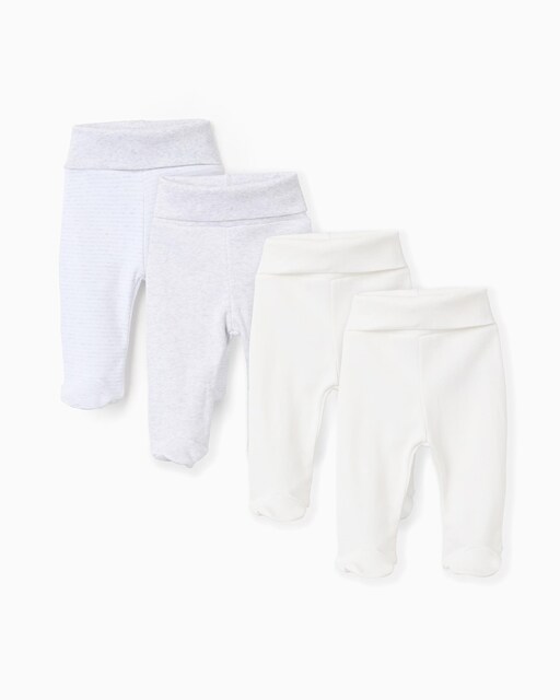 Imagen 0 de Pack de 4 polainas de bebé 100% algodón cintura extra comfy lisos/con motivo