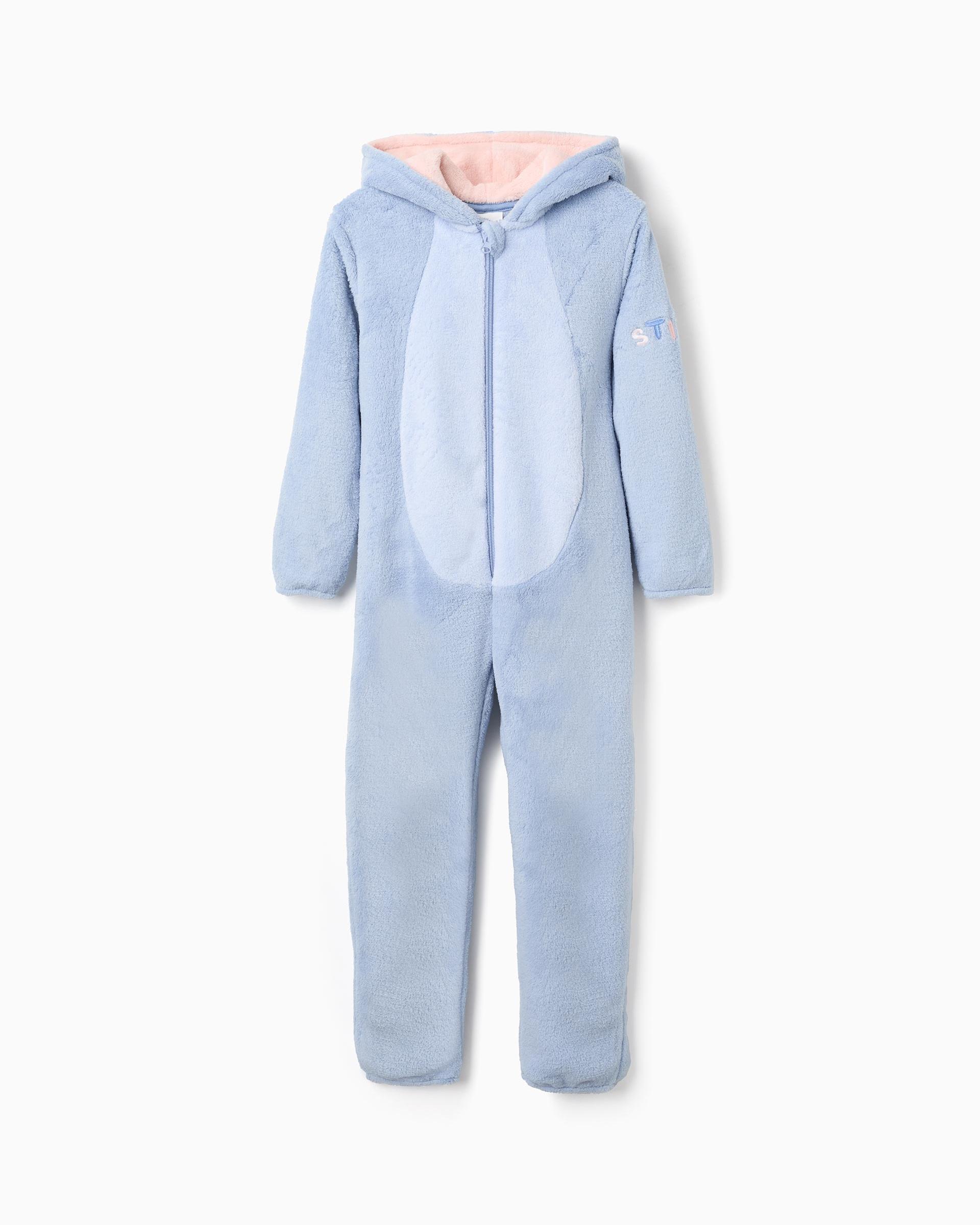 Pijama mono de niña de felpa coral con Stitch