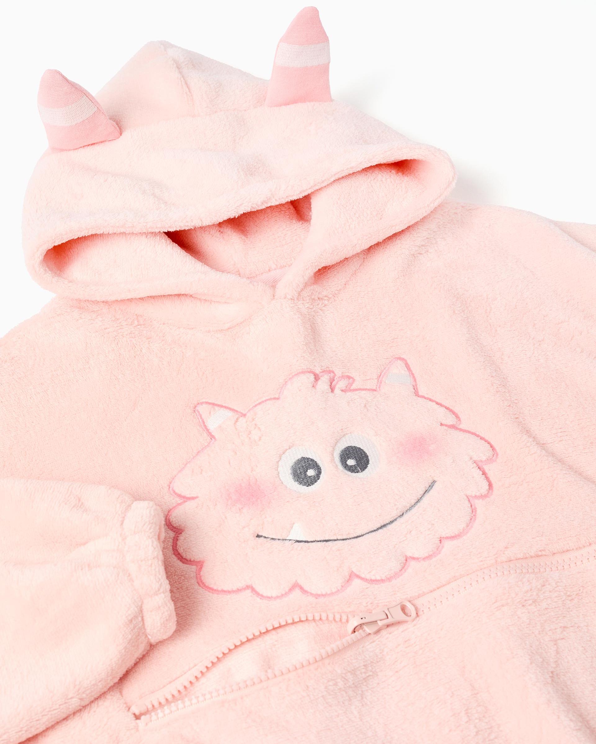 Albornoz de niña con capucha y convertible en cojín - Zippy - Rosa Rosa-4