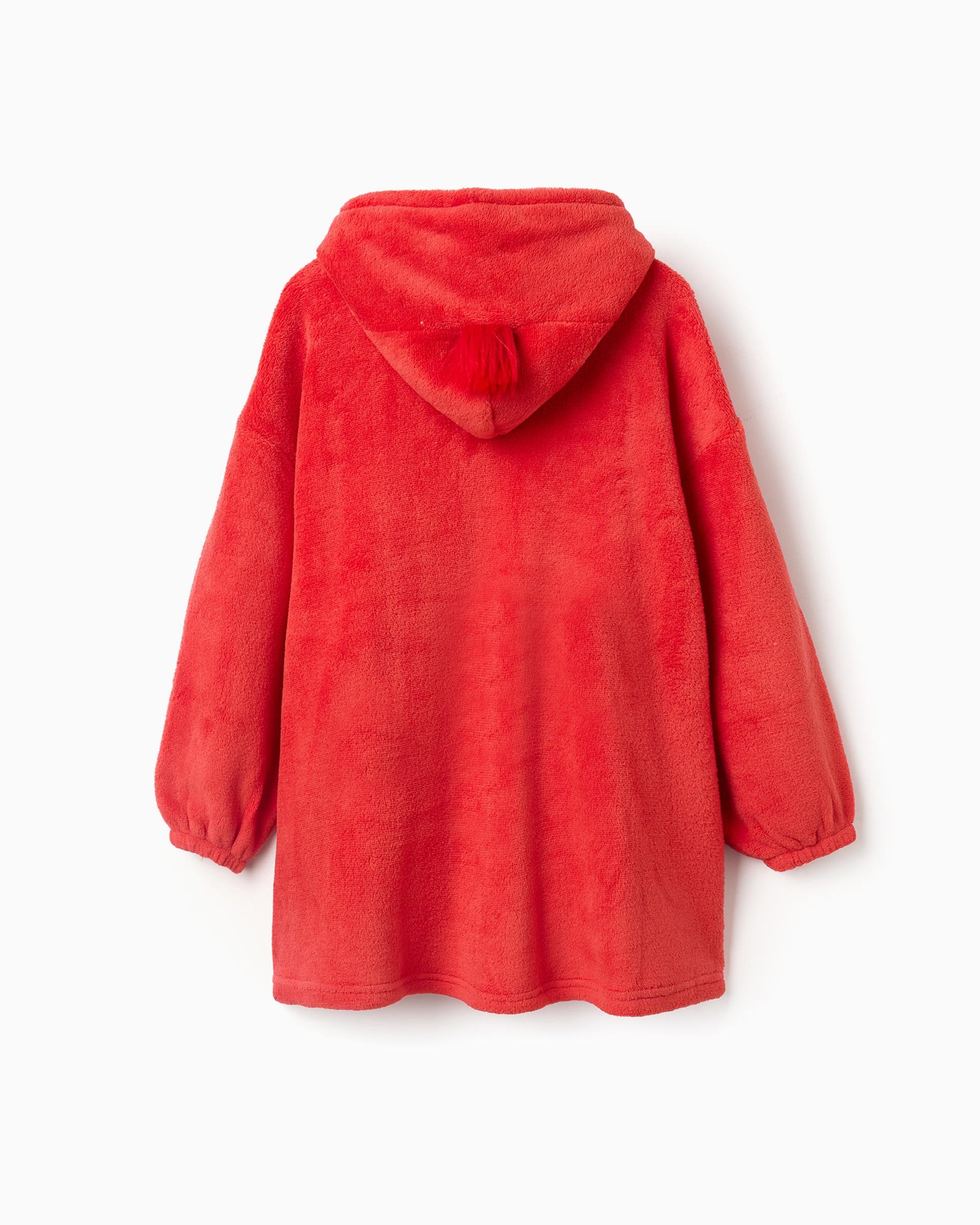 Albornoz de niño con capucha y convertible en cojín - Zippy - Rojo Rojo-3