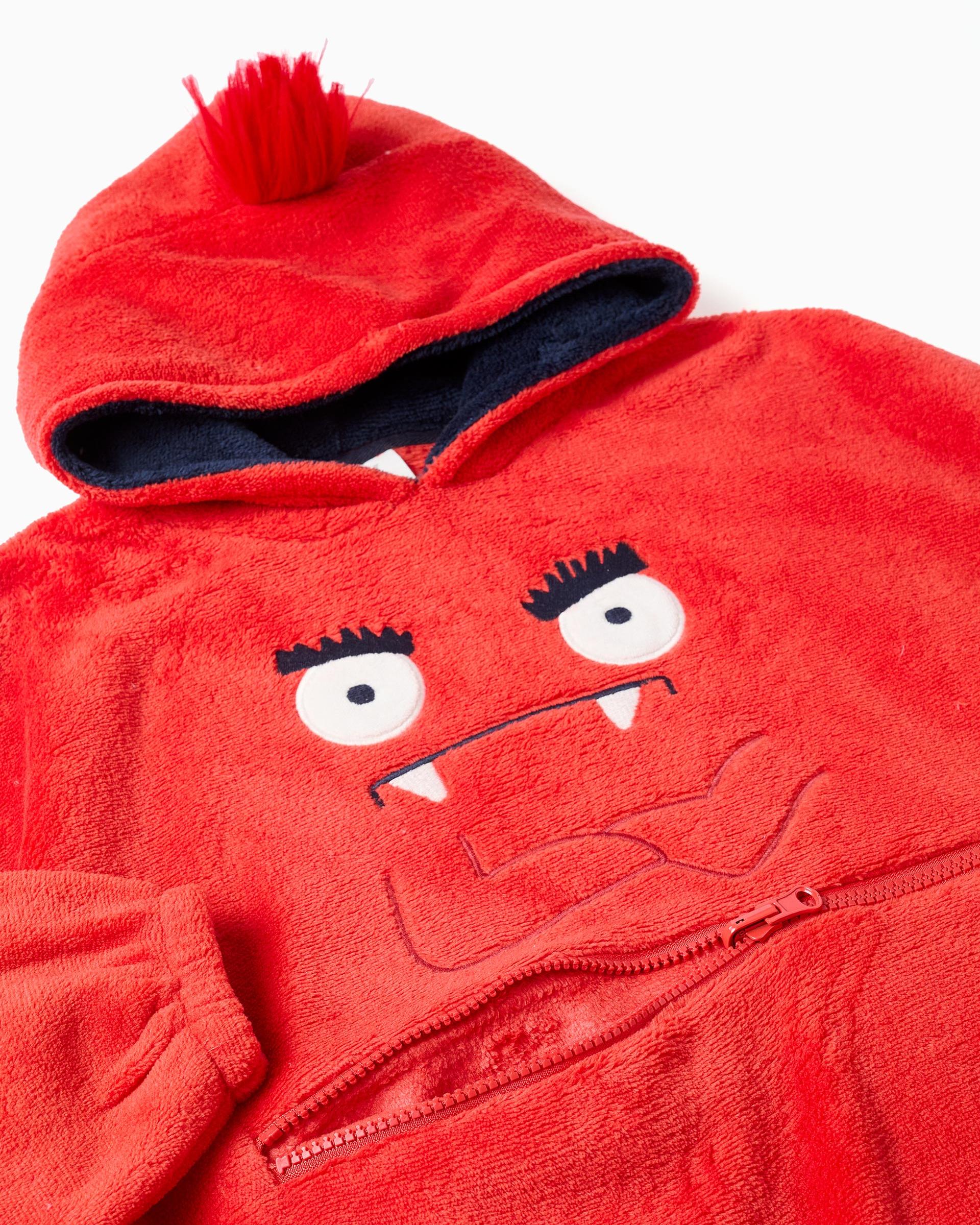 Albornoz de niño con capucha y convertible en cojín - Zippy - Rojo Rojo-2