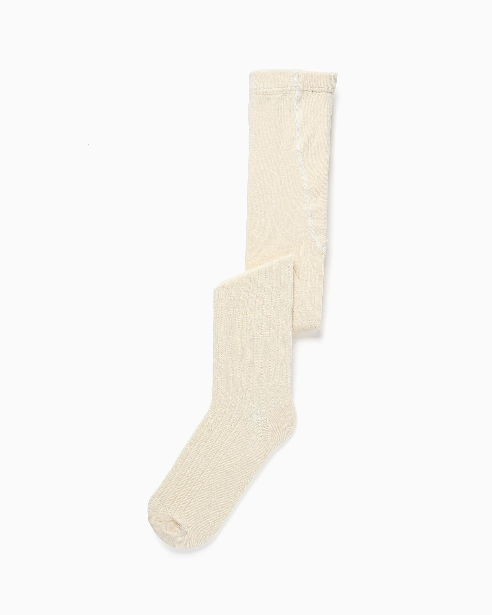 Leotardos de niña de canalé y con tratamiento antibolitas - Zippy - Beige Beige-1
