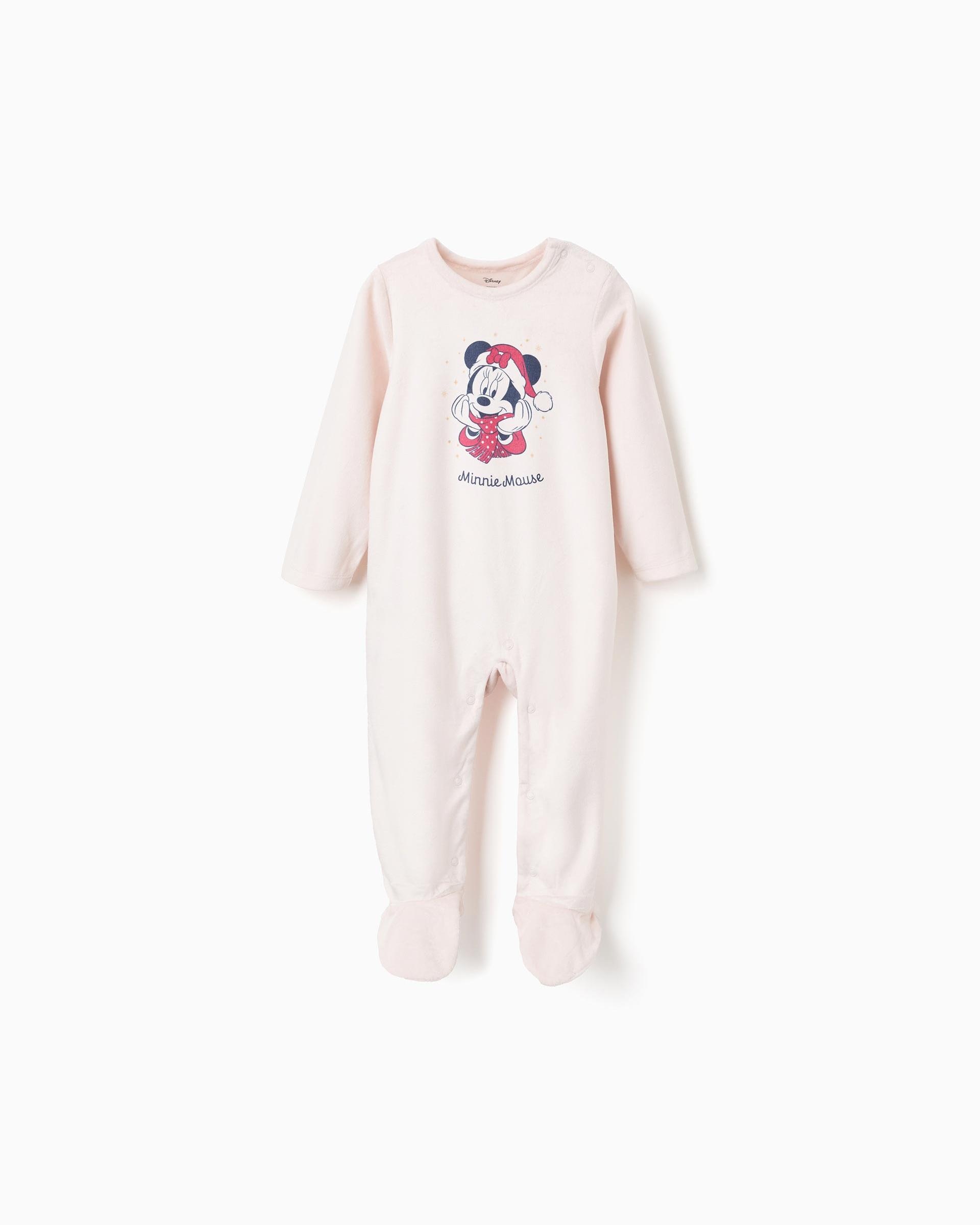 Pelele de bebé niña de terciopelo con estampado Minnie