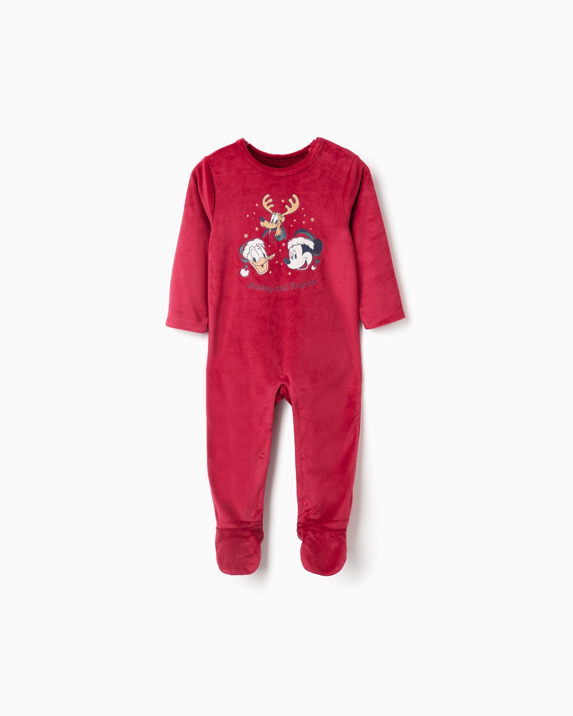 Pelele de bebé niño de terciopelo con estampado Mickey