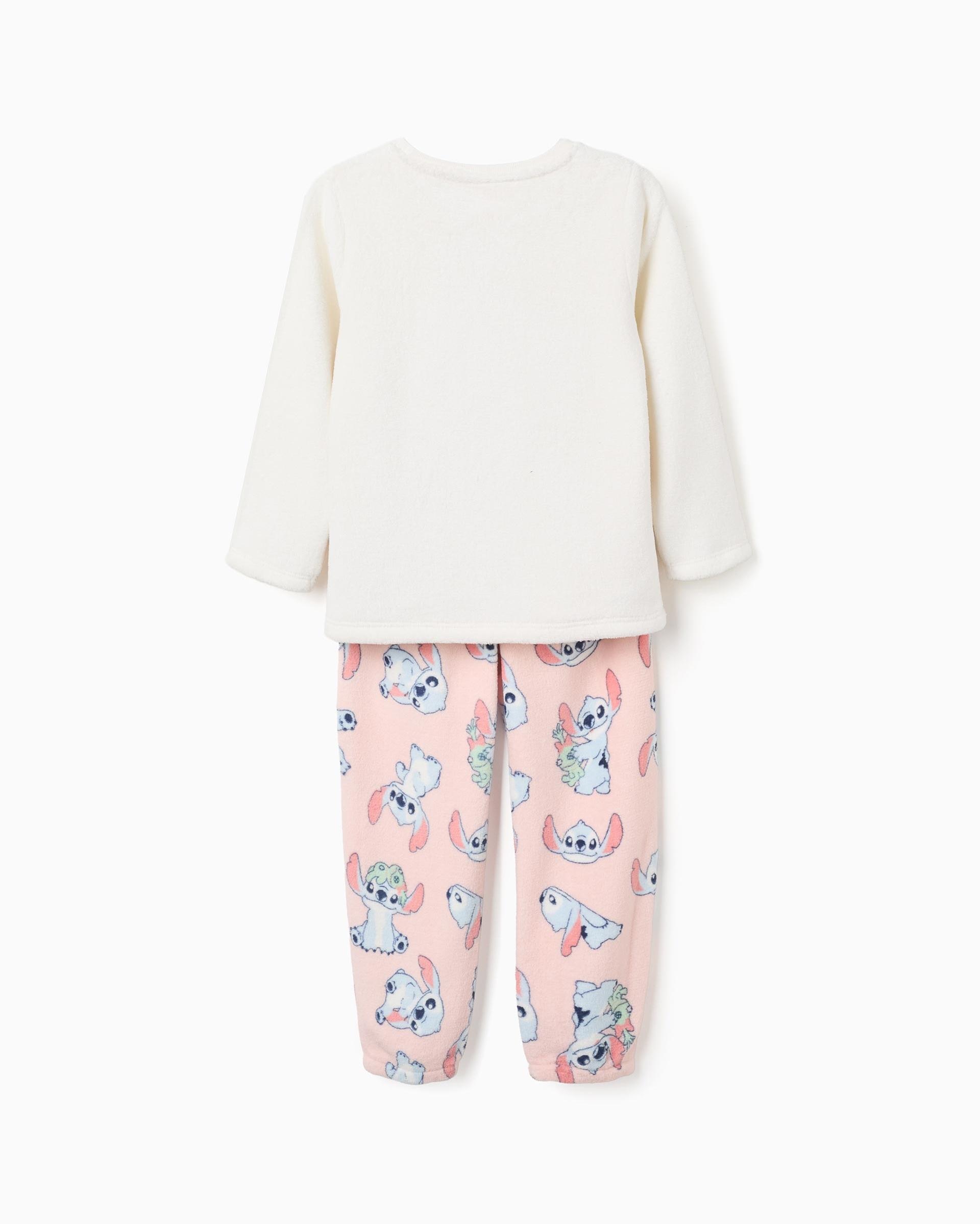 Pijama de niña de polar coral y con estampado stitch - Zippy - Blanco Blanco-3