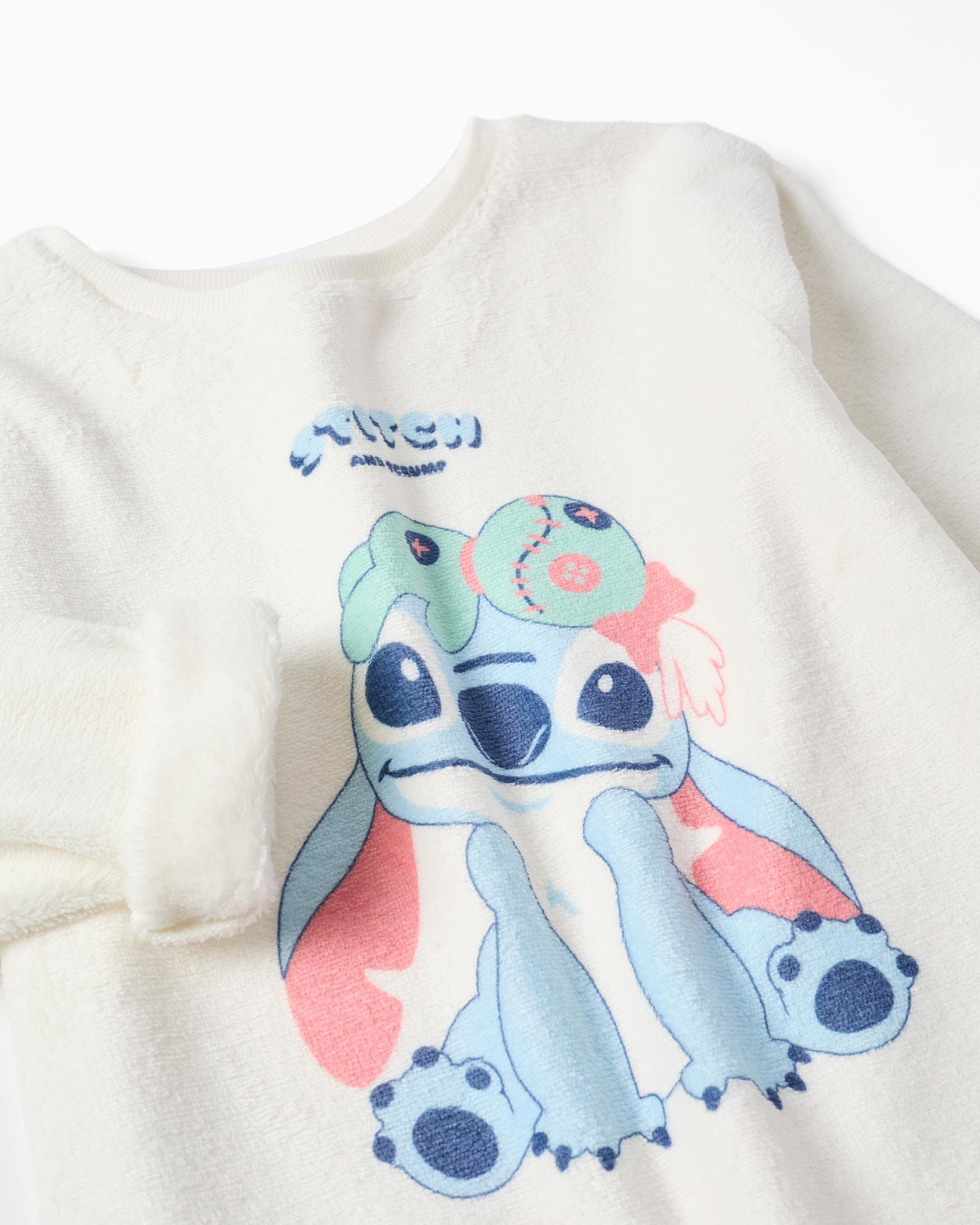 Pijama de niña de polar coral y con estampado stitch - Zippy - Blanco Blanco-2