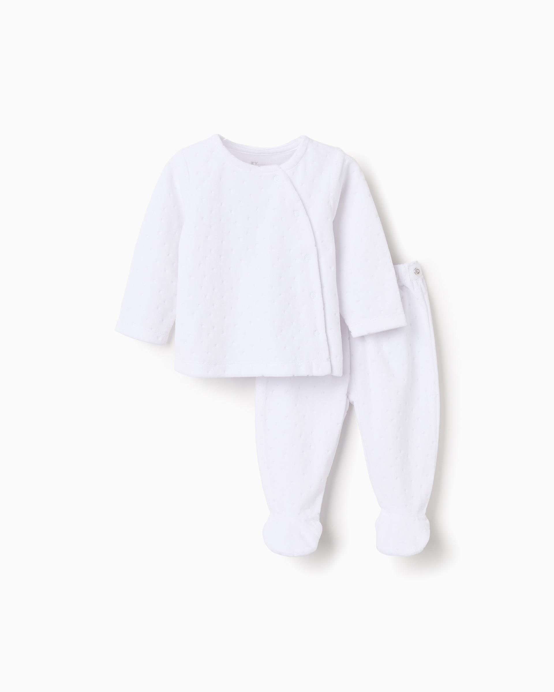 Pijama completo de bebé niño de terciopelo y con cierre frontal con automáticos