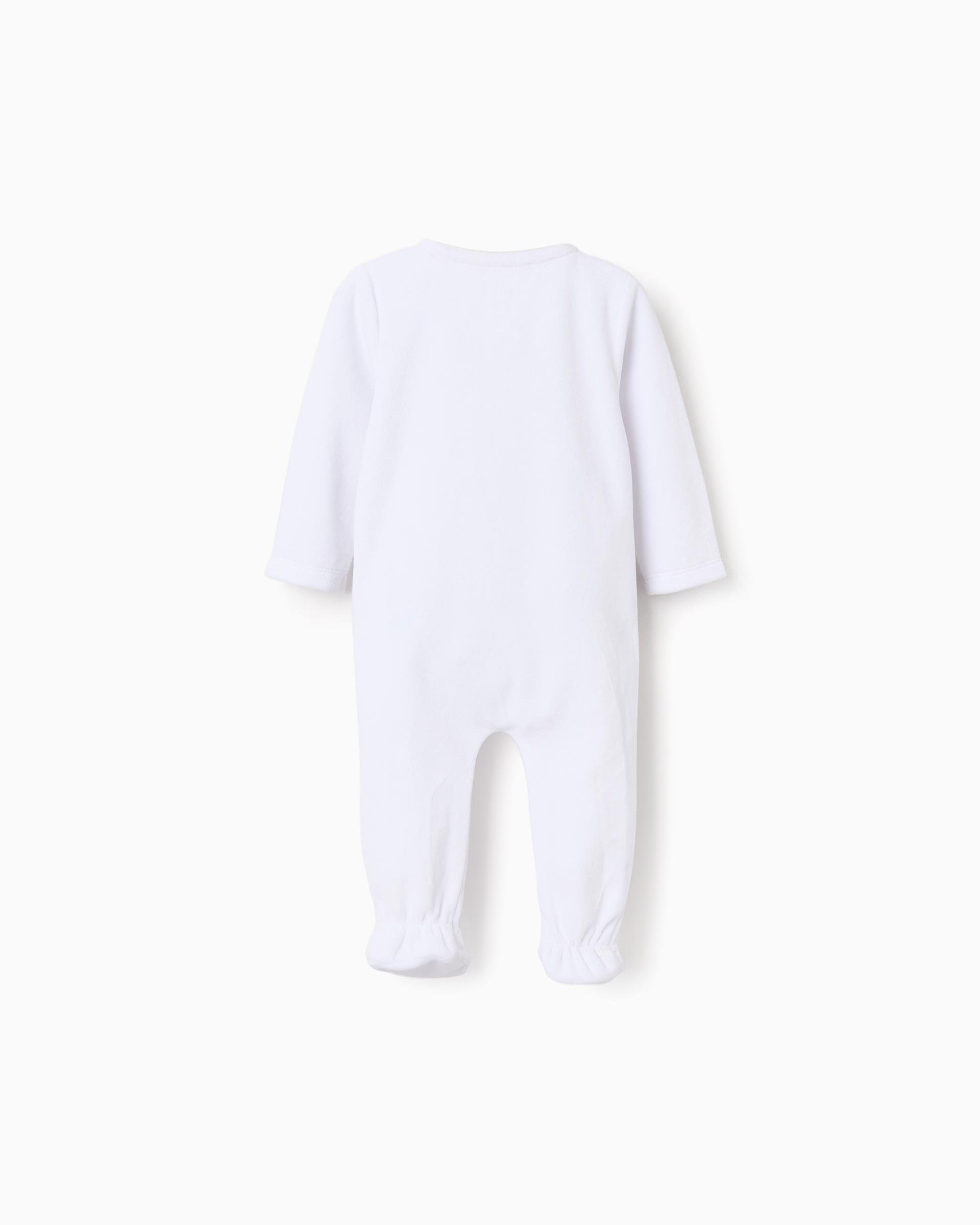 Pijama pelele de bebé niño de terciopelo y con cierre frontal con automáticos - Zippy - Blanco Blanco-3