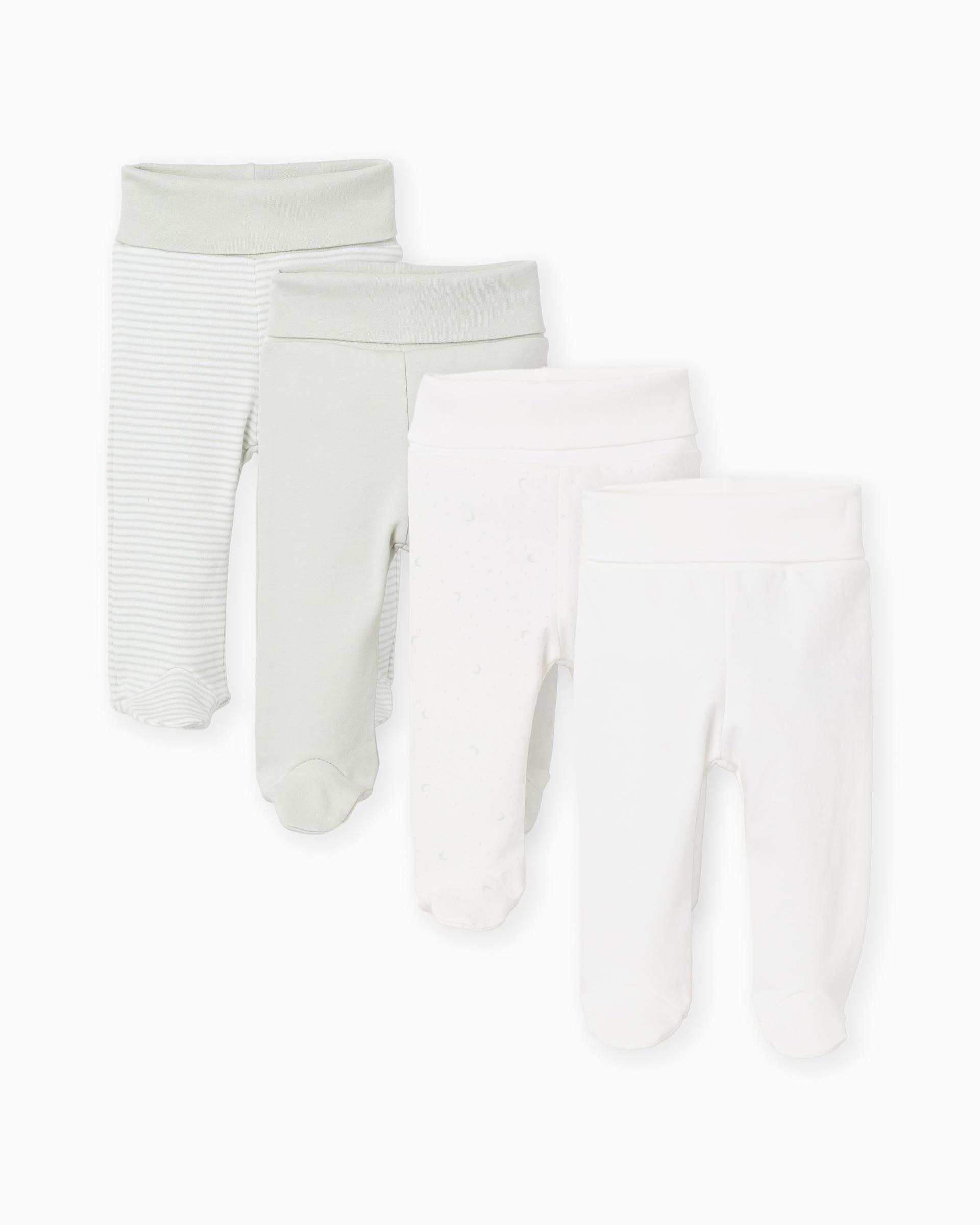 Imagen 1 de Pack de 4 polainas de bebé niño 100% algodón y con cintura con vuelta Multicolor