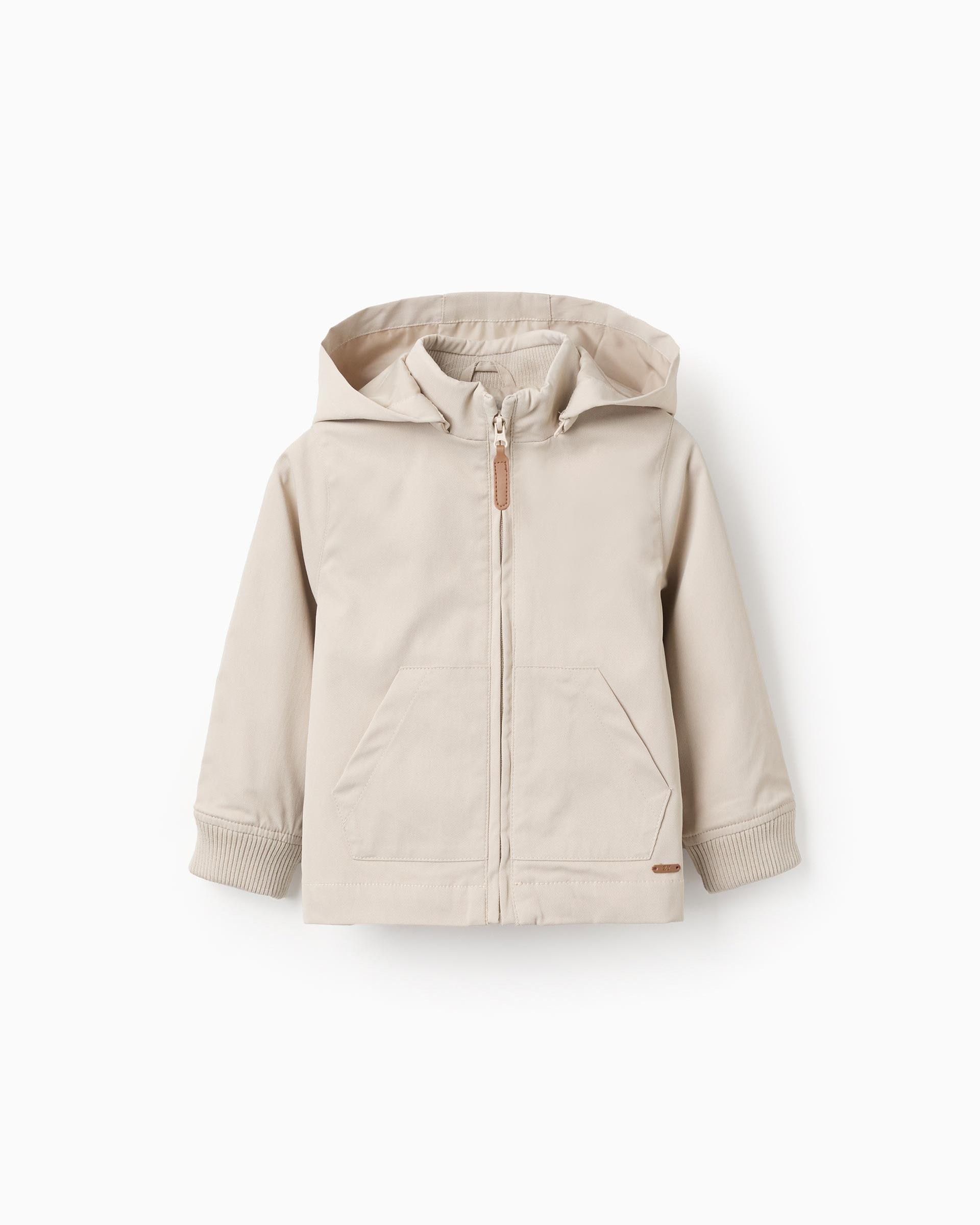 Cazadora de bebé niño con capucha desmontable y cierre de cremallera - Zippy - Beige Beige-1