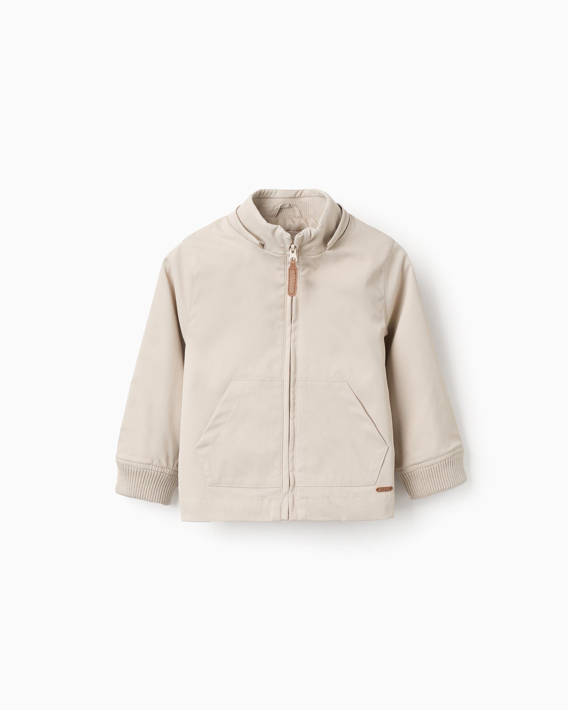 Cazadora de bebé niño con capucha desmontable y cierre de cremallera - Zippy - Beige Beige-3