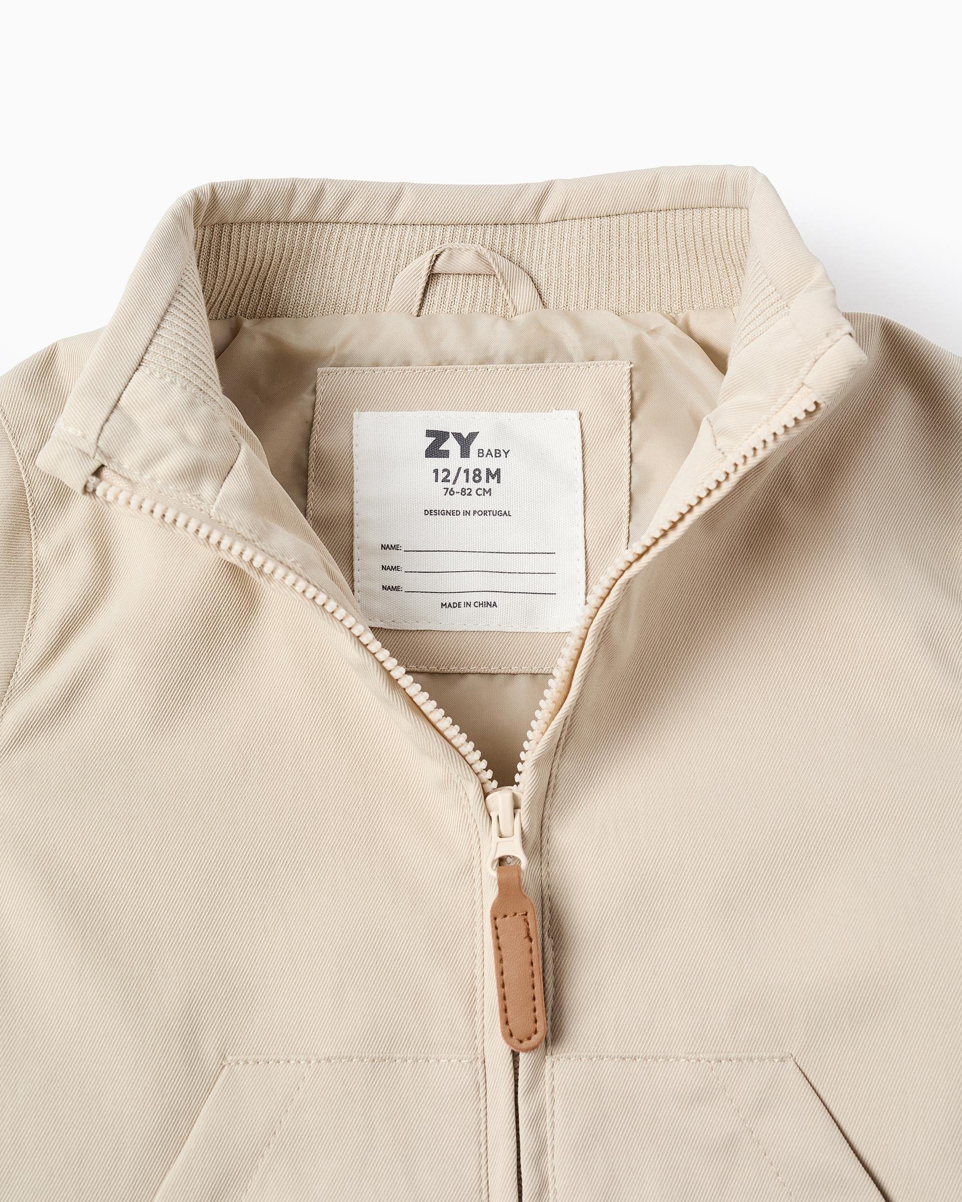 Cazadora de bebé niño con capucha desmontable y cierre de cremallera - Zippy - Beige Beige-5