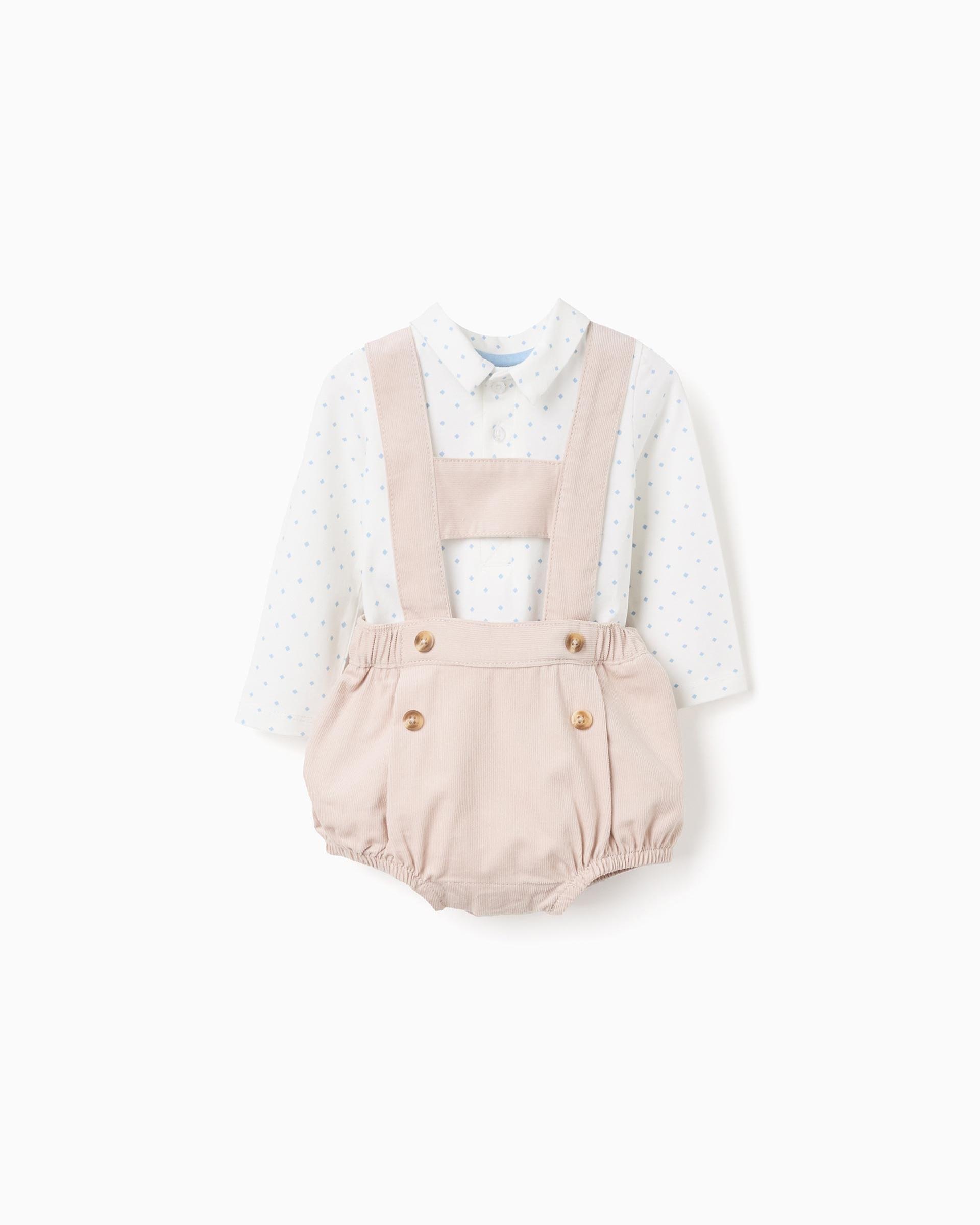 Imagen 0 de Conjunto de bebé niño de algodón y de pana Blanco