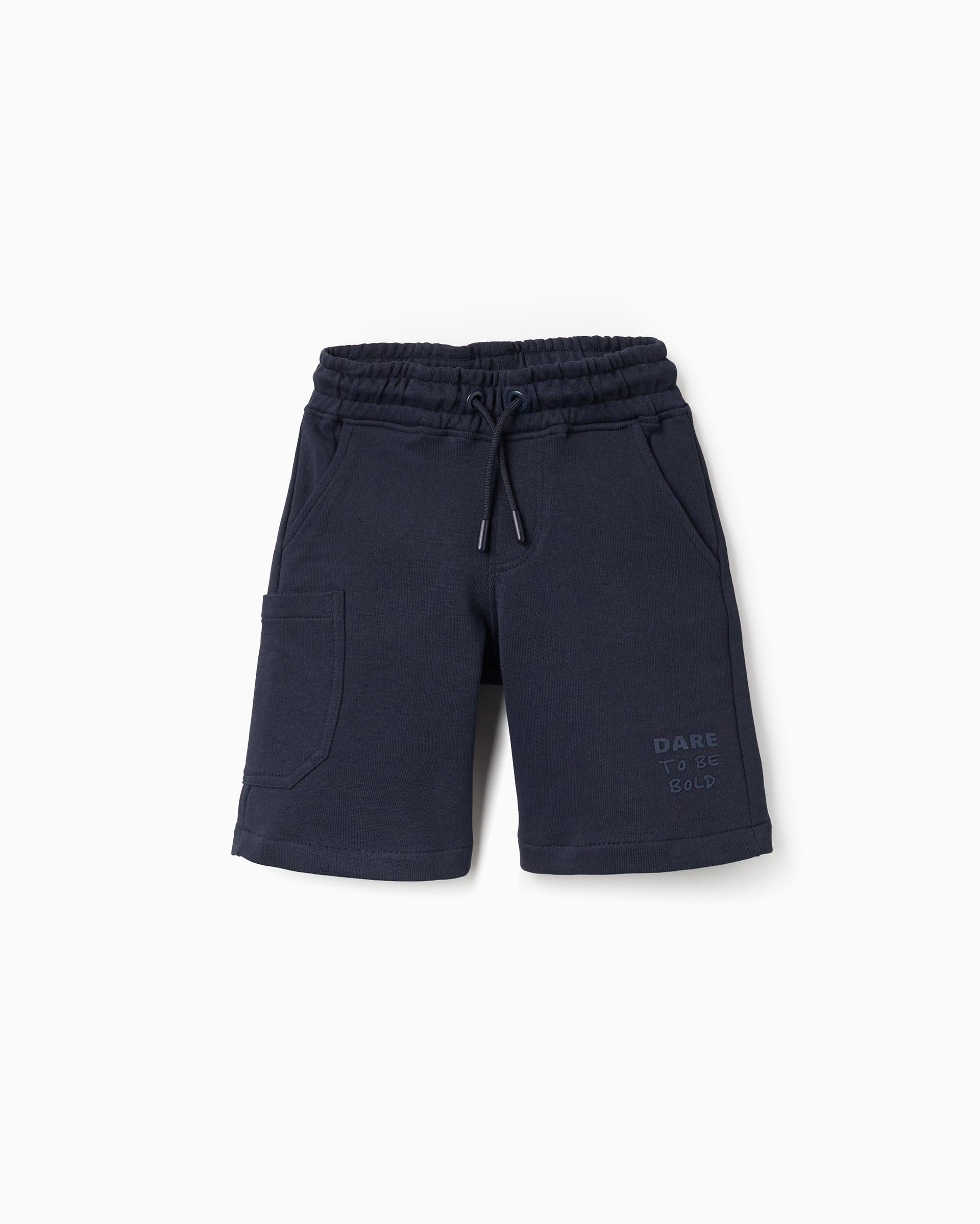 Bermuda de niño 100% algodón y con cordón - Zippy - Azul marino Azul marino-1