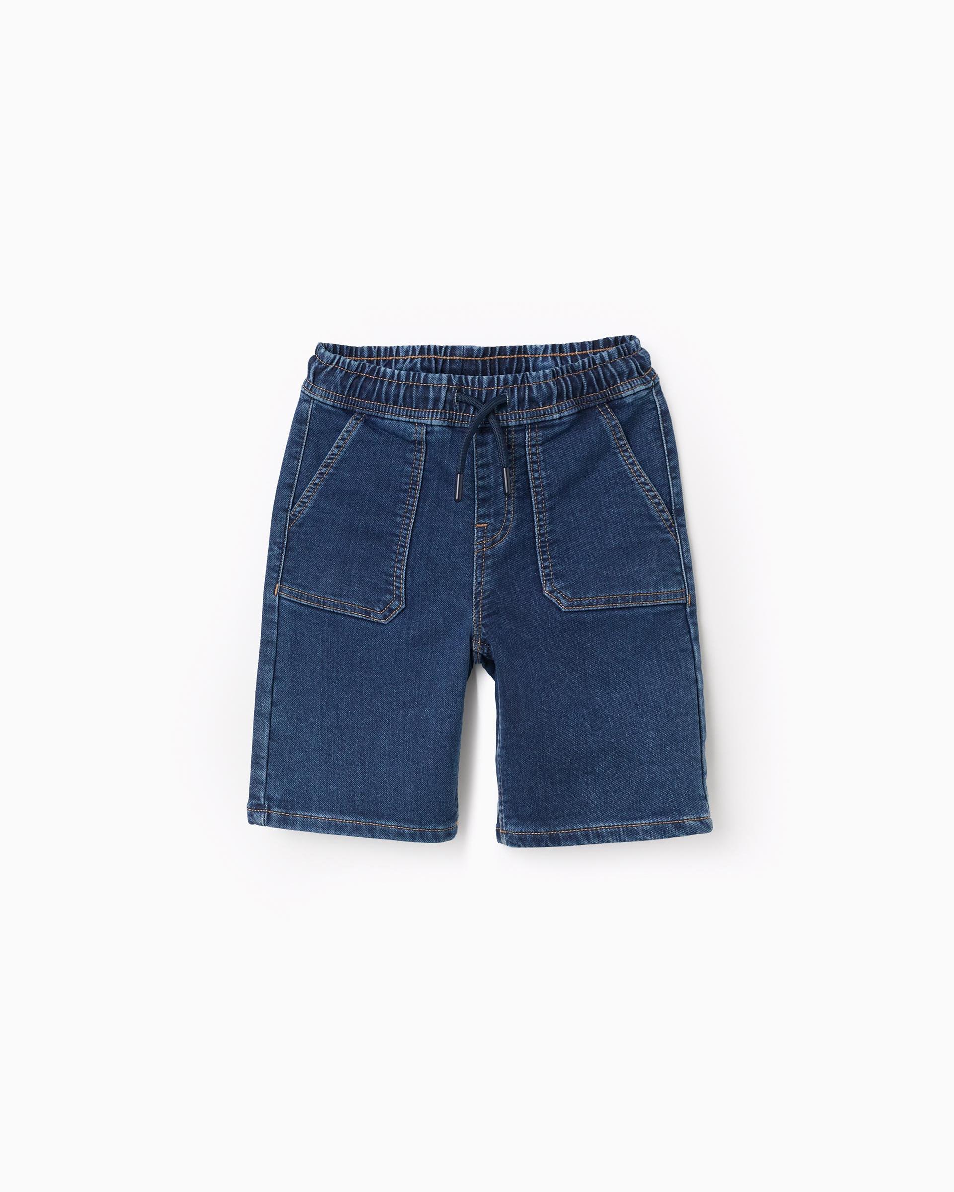Bermuda de niño vaquera y con cordón - Zippy - Azul Azul denim-1